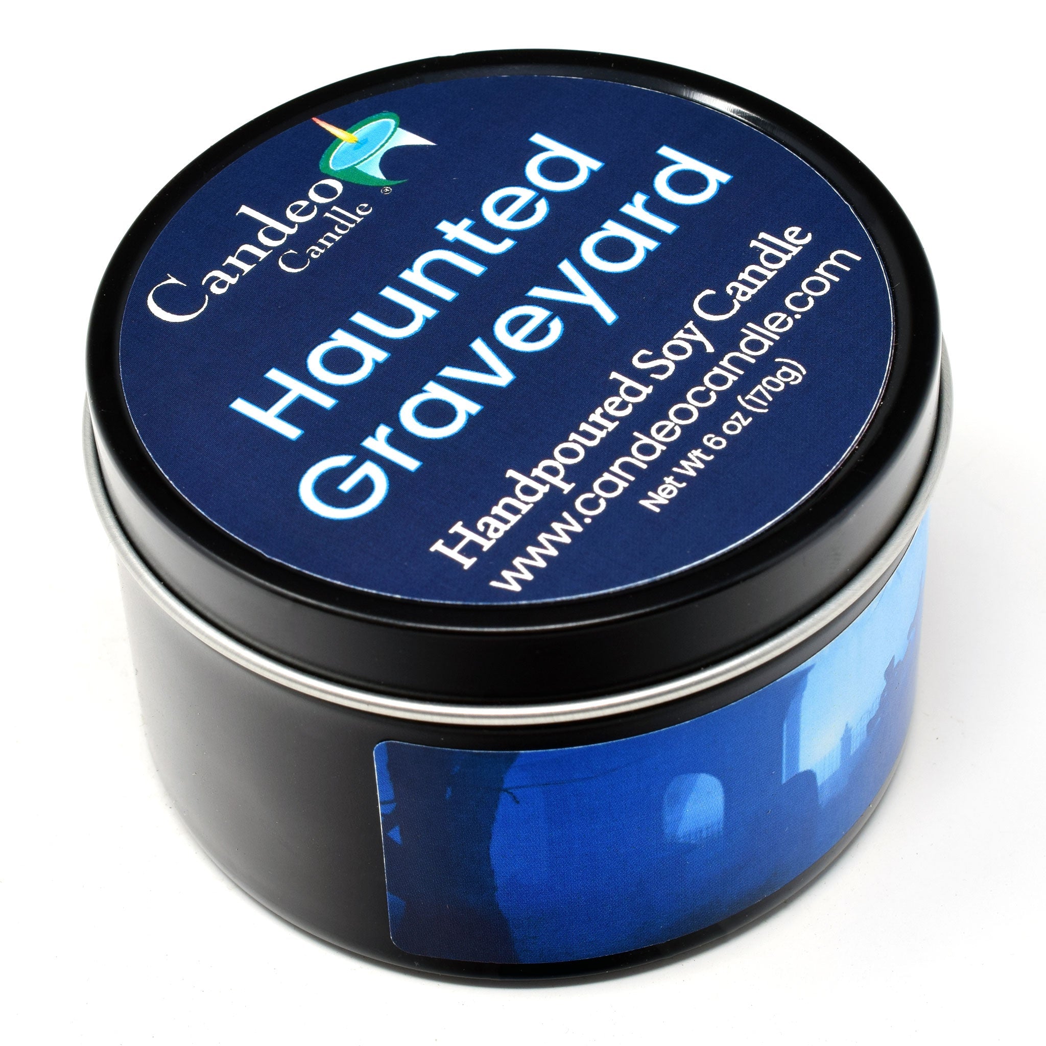 Haunted Graveyard, 6oz Soy Candle Tin - Candeo Candle