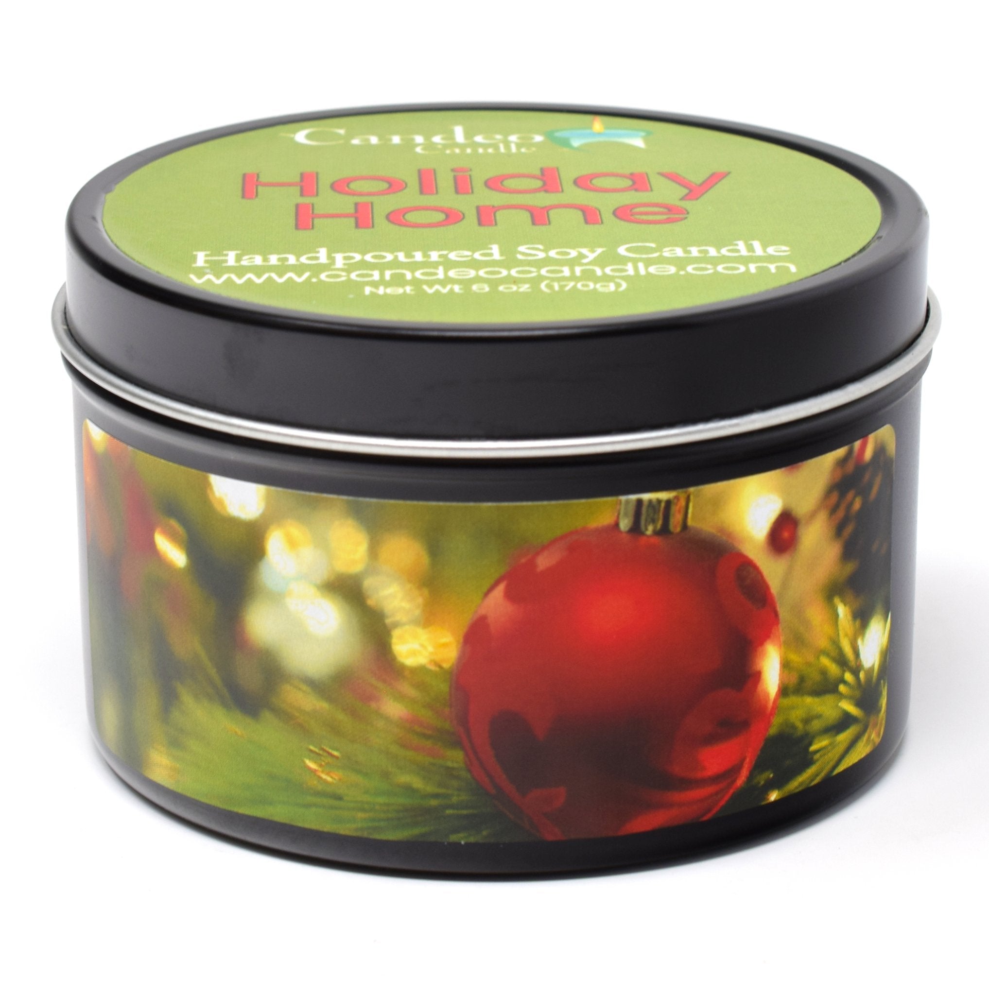 Holiday Home, 6oz Soy Candle Tin - Candeo Candle