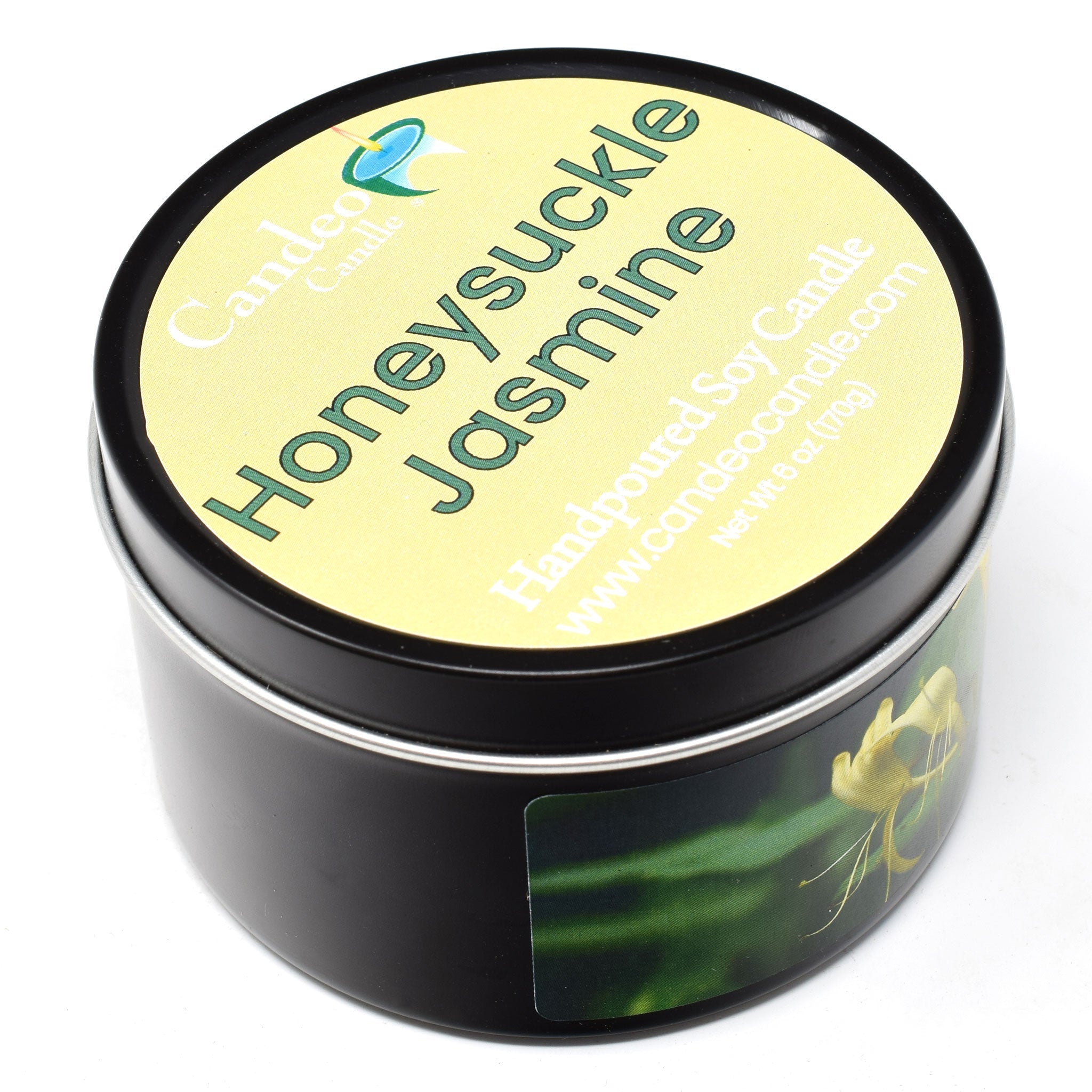 Honeysuckle Jasmine, 6oz Soy Candle Tin - Candeo Candle