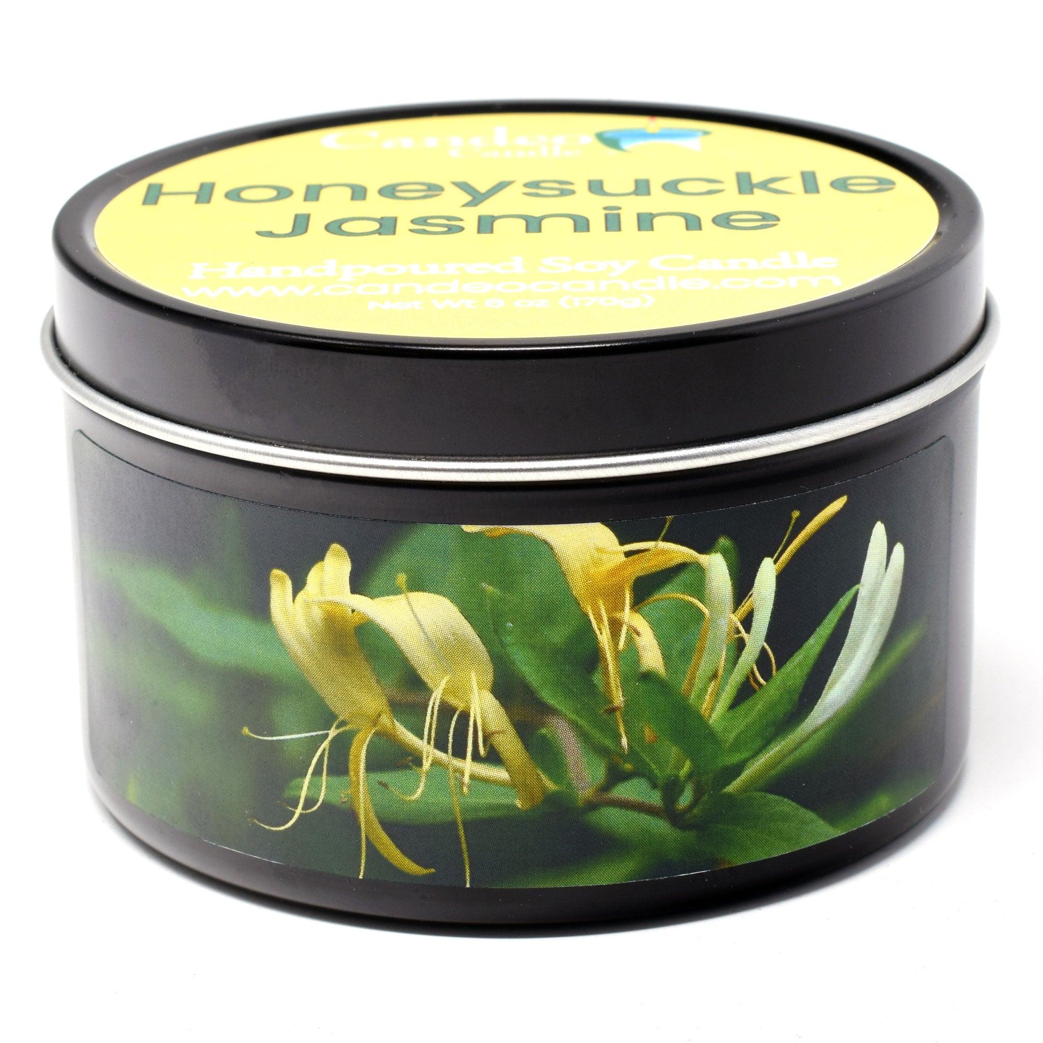 Honeysuckle Jasmine, 6oz Soy Candle Tin - Candeo Candle