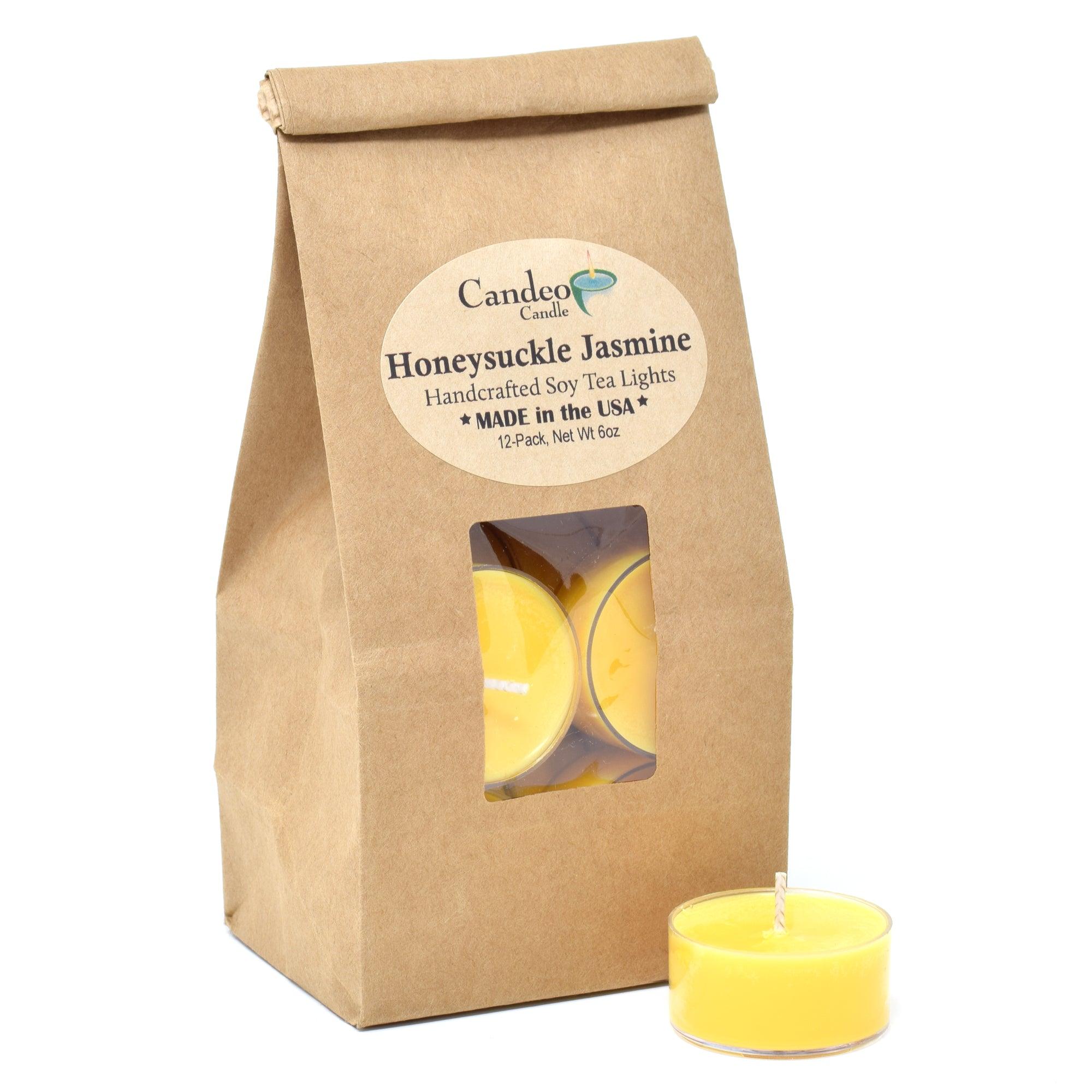 Honeysuckle Jasmine, Soy Tea Light 12-Pack - Candeo Candle