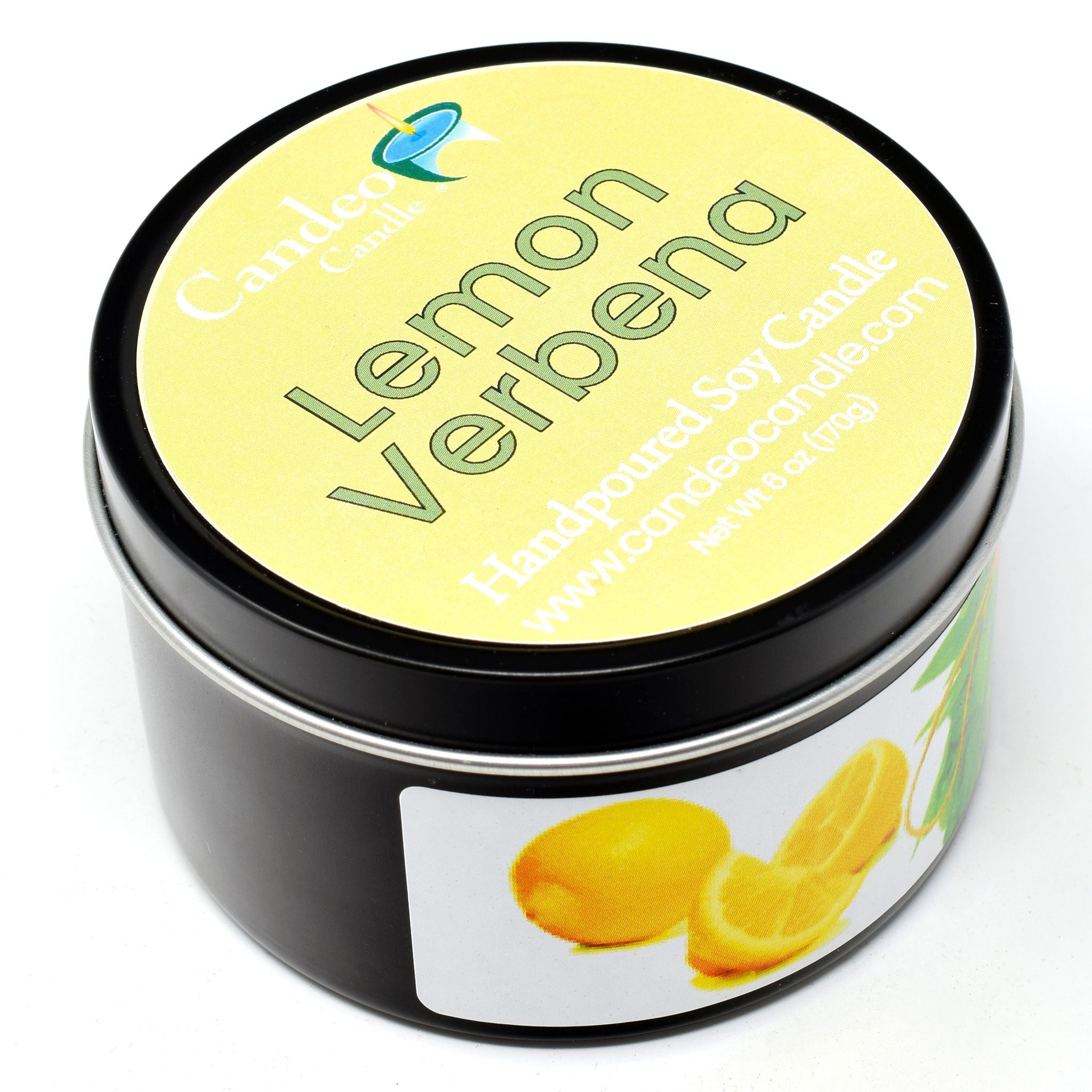 Lemon Verbena, 6oz Soy Candle Tin - Candeo Candle