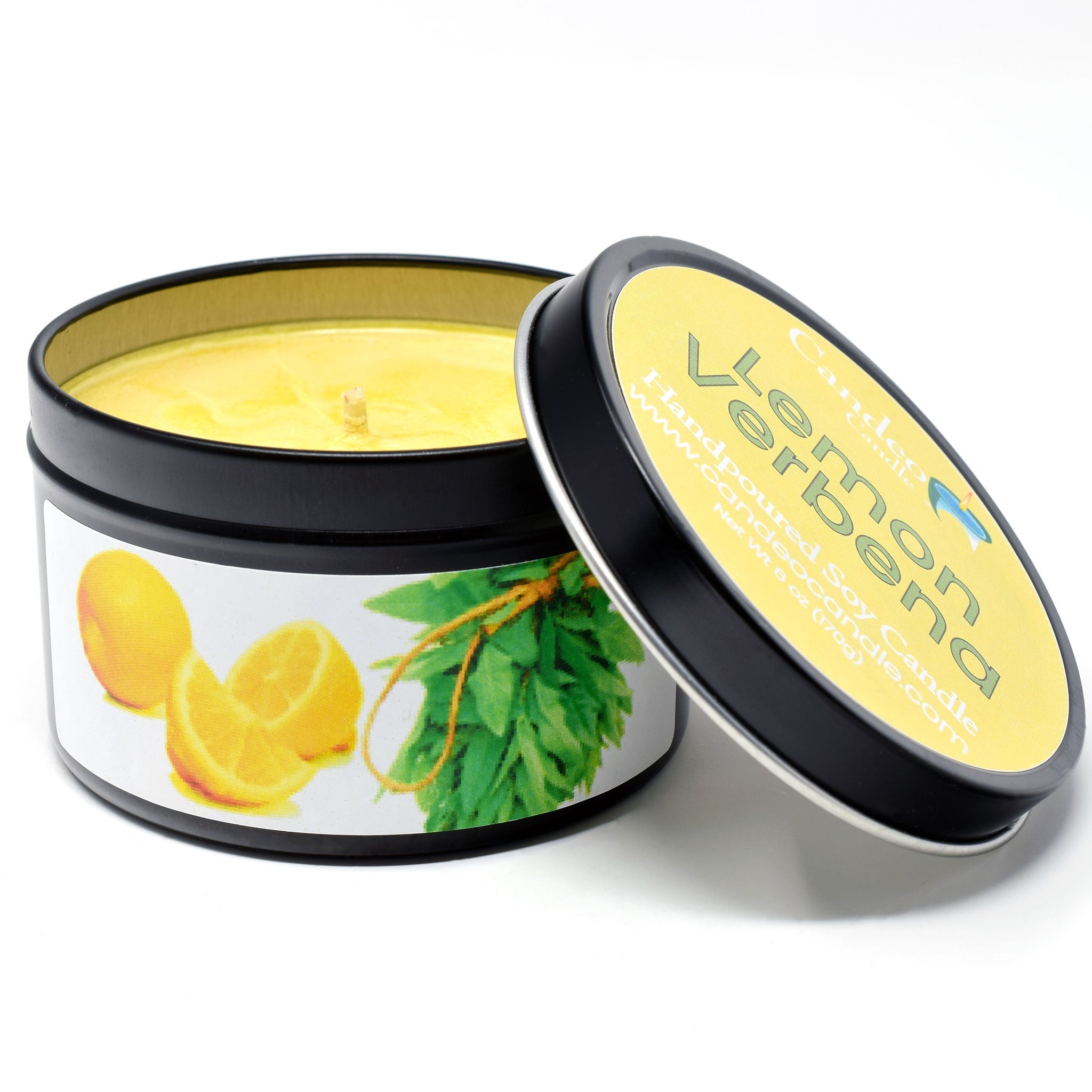 Lemon Verbena, 6oz Soy Candle Tin - Candeo Candle