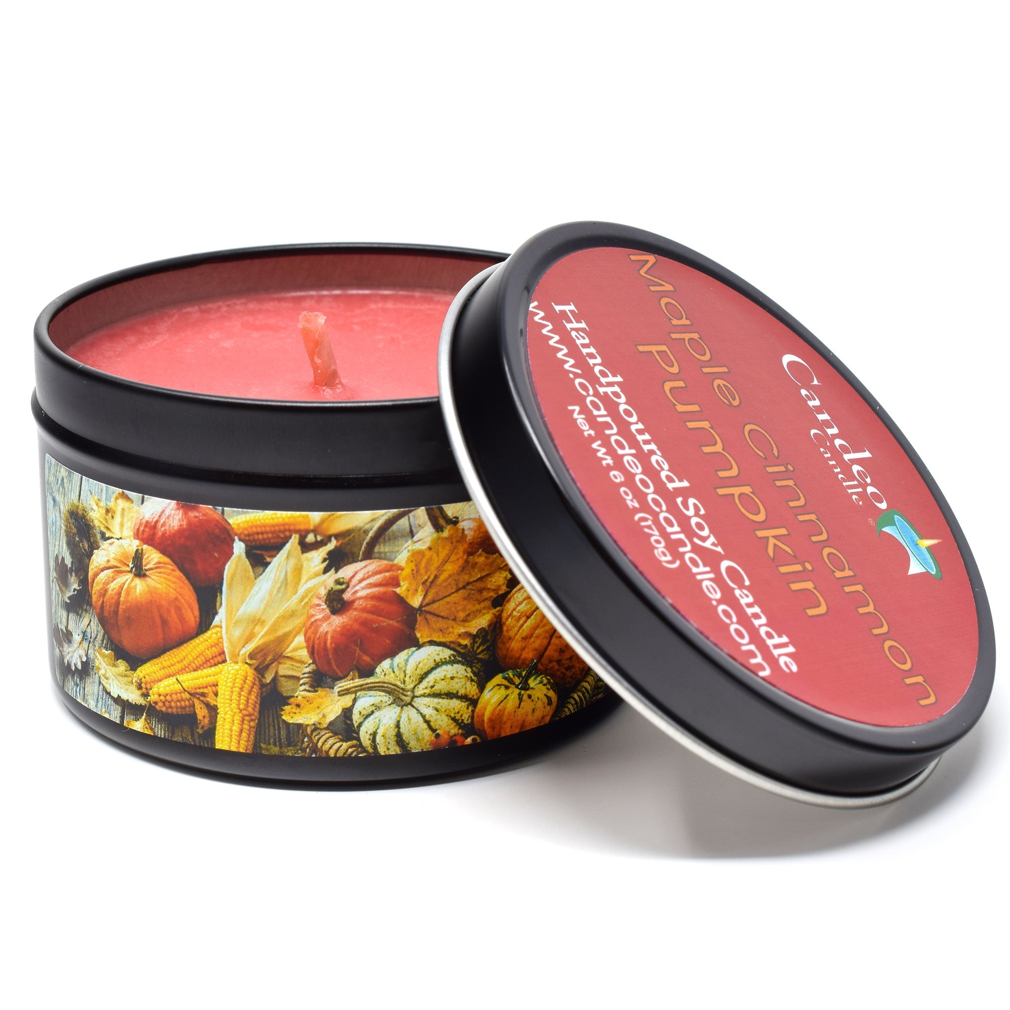 Maple Cinnamon Pumpkin, 6oz Soy Candle Tin - Candeo Candle