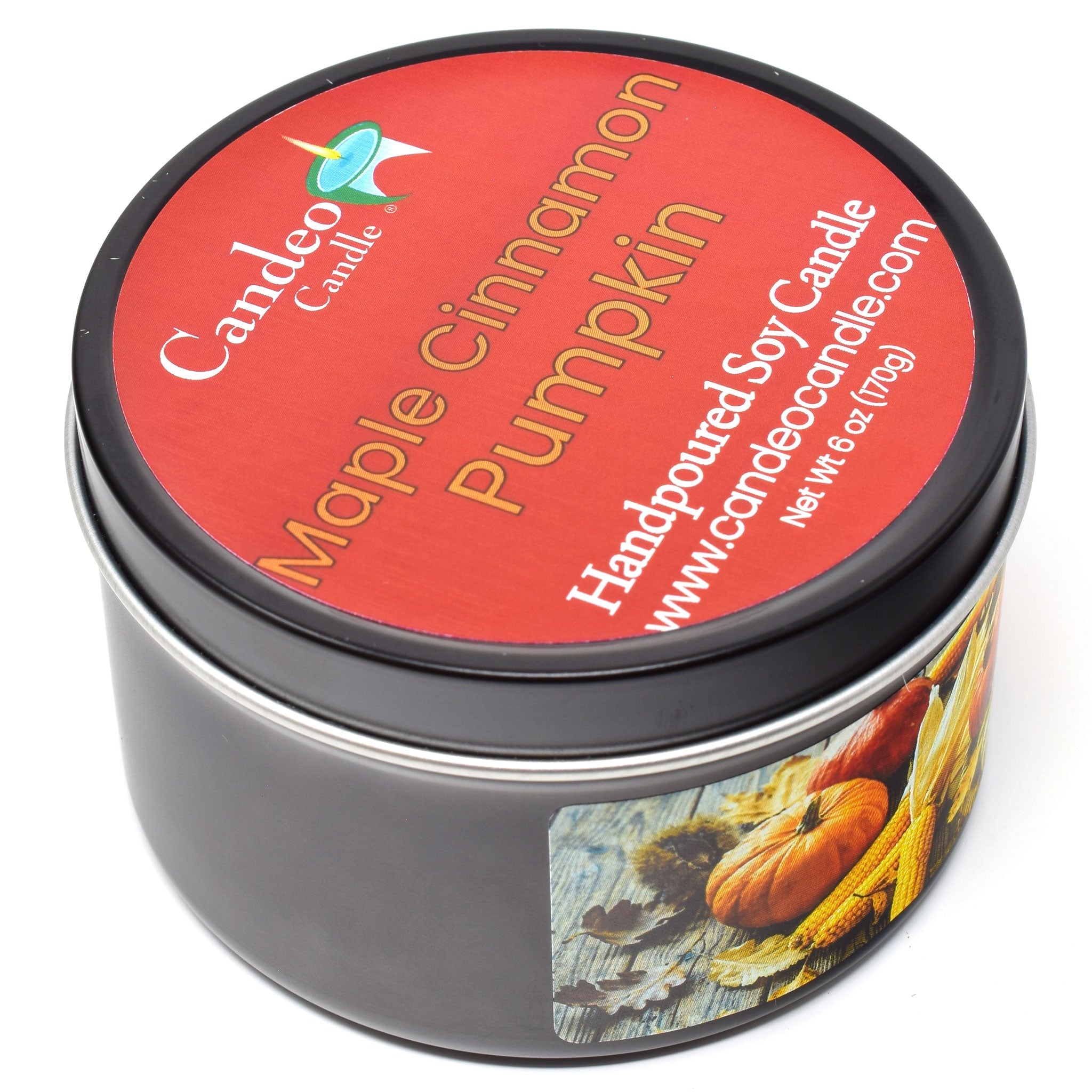 Maple Cinnamon Pumpkin, 6oz Soy Candle Tin - Candeo Candle