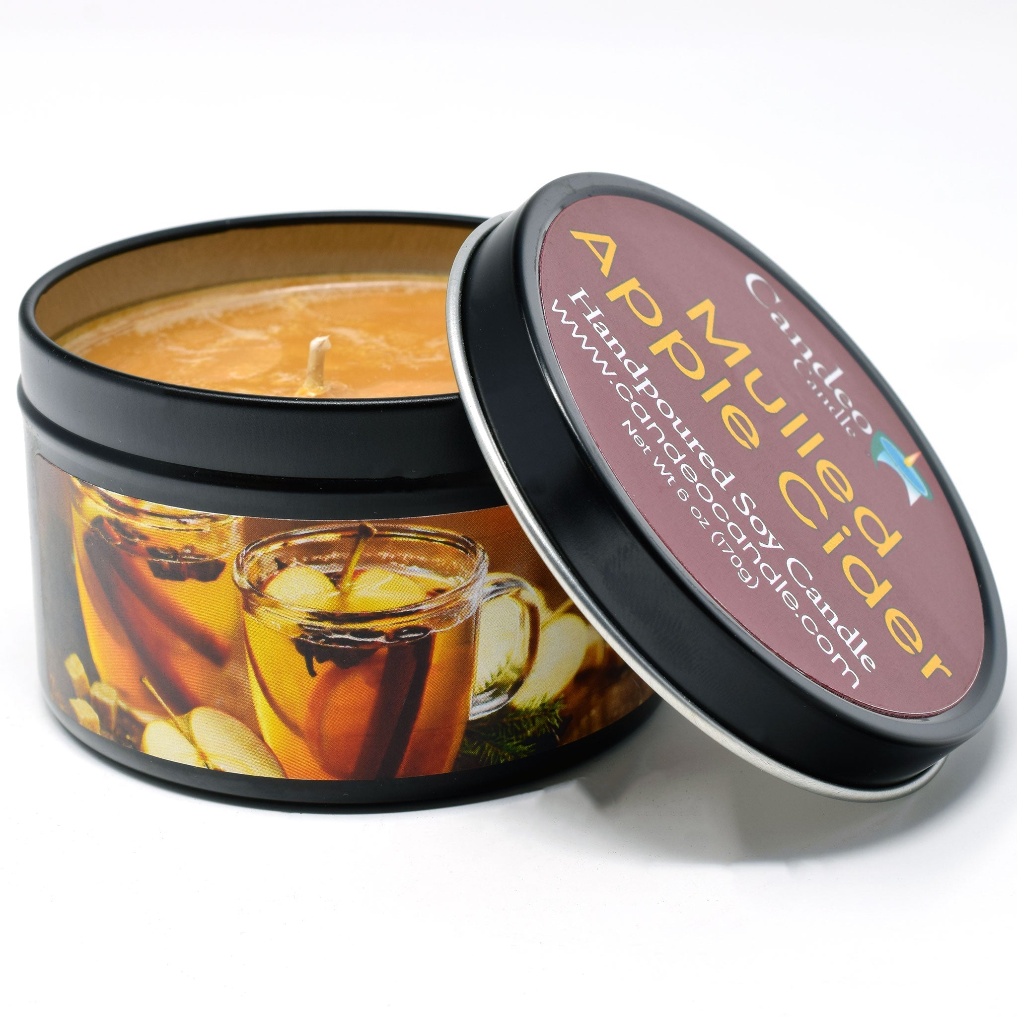 Mulled Apple Cider, 6oz Soy Candle Tin - Candeo Candle