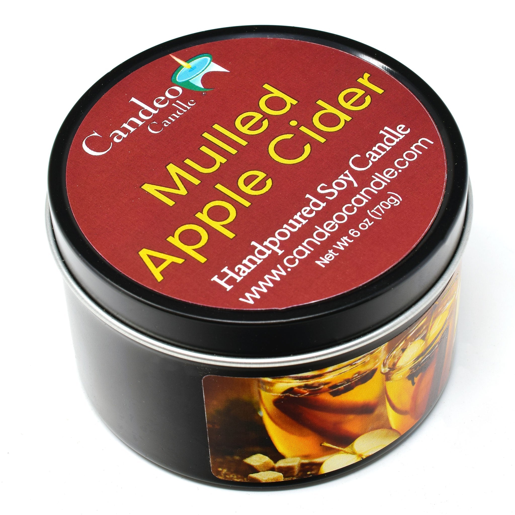 Mulled Apple Cider, 6oz Soy Candle Tin - Candeo Candle