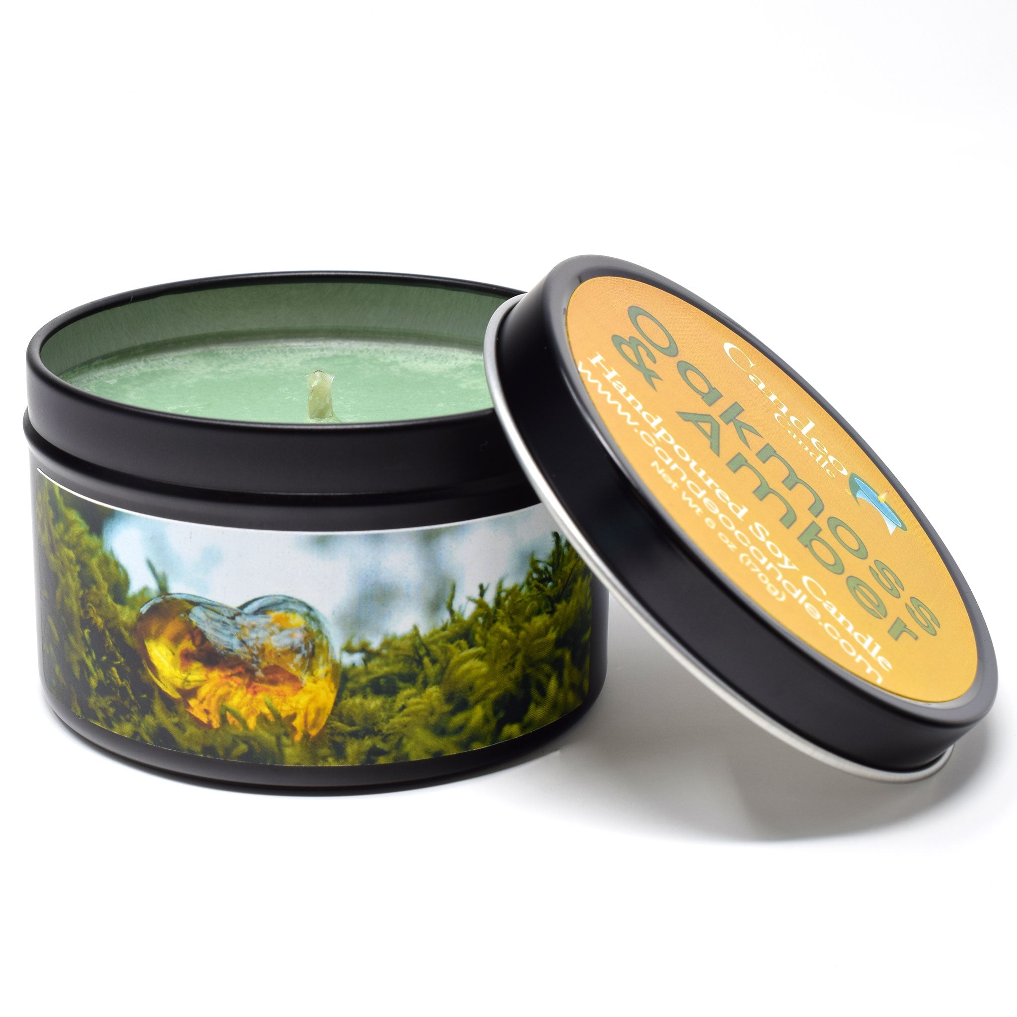 Oakmoss & Amber, 6oz Soy Candle Tin - Candeo Candle
