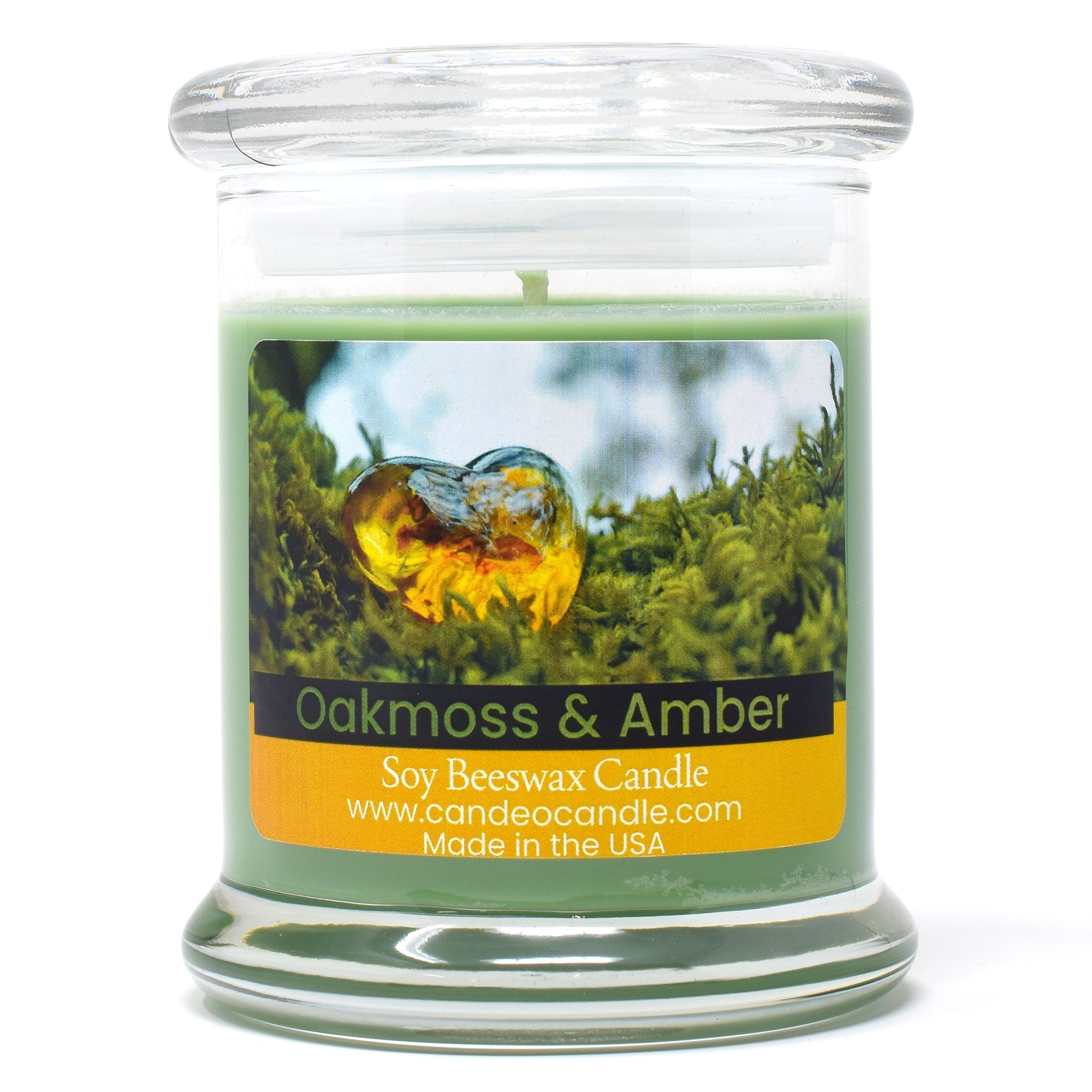 Oakmoss & Amber, 9oz Soy Candle Jar - Candeo Candle