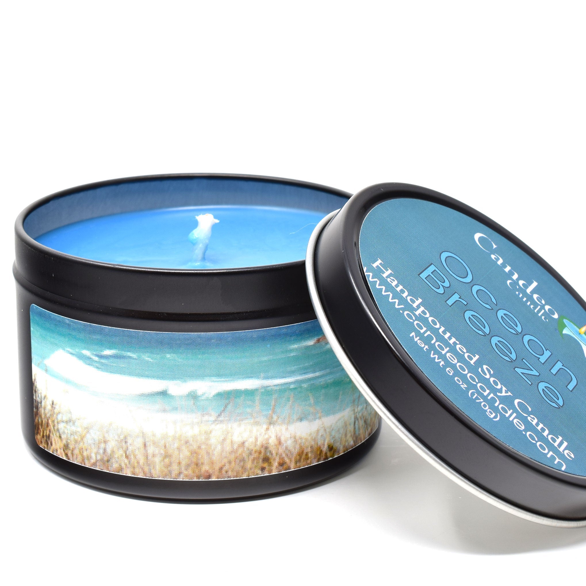 Ocean Breeze, 6oz Soy Candle Tin - Candeo Candle