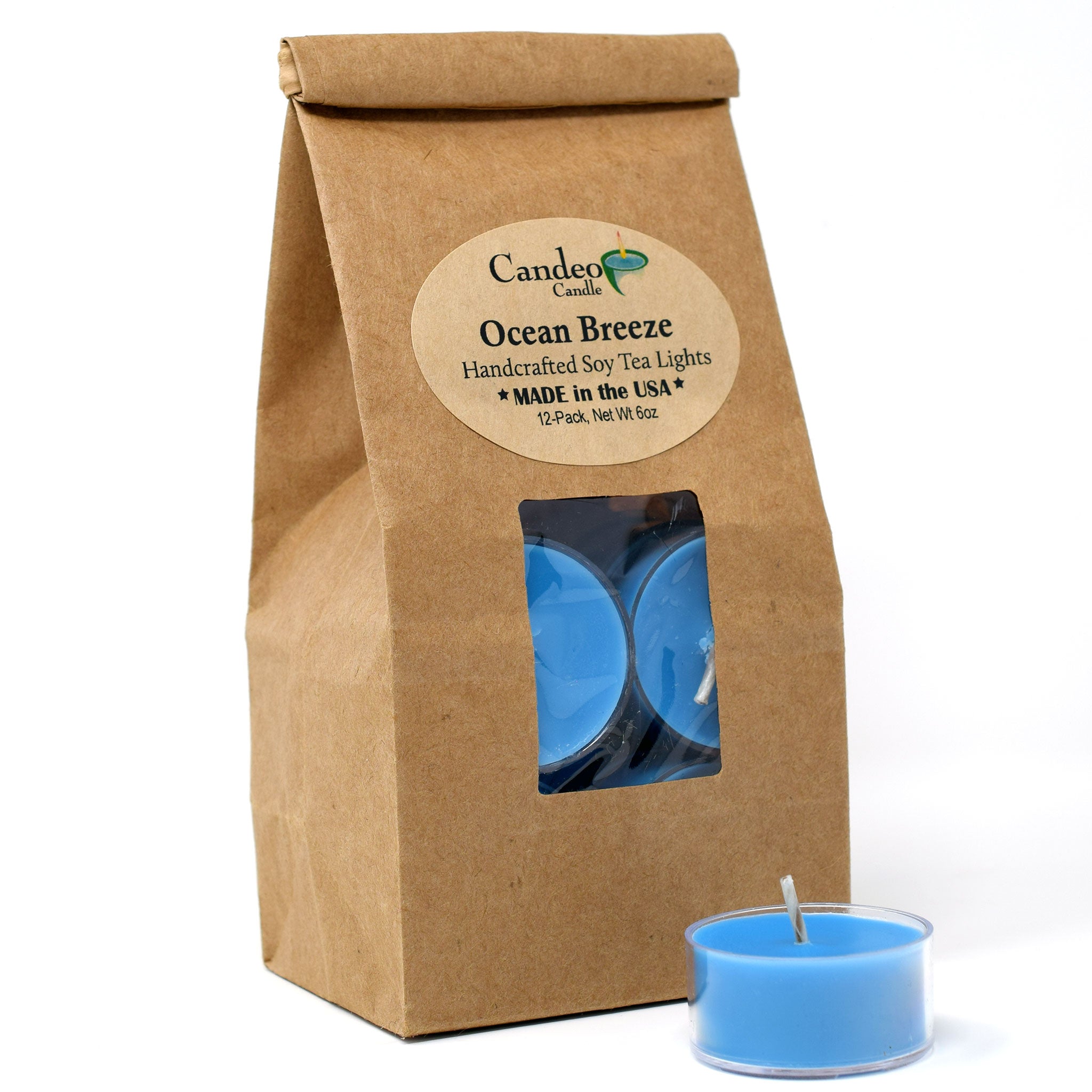 Ocean Breeze, Soy Tea Light 12-Pack - Candeo Candle