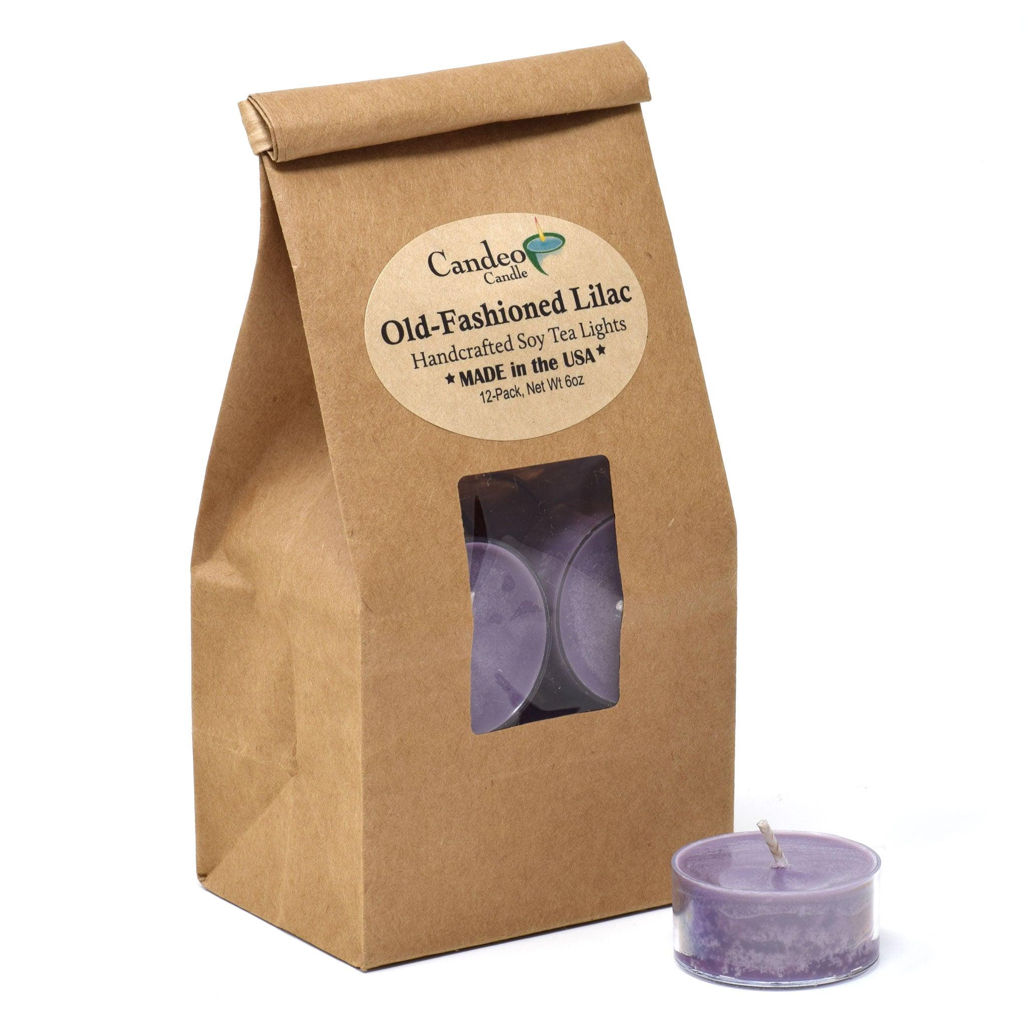 Old-Fashioned Lilac, Soy Tea Light 12-Pack - Candeo Candle