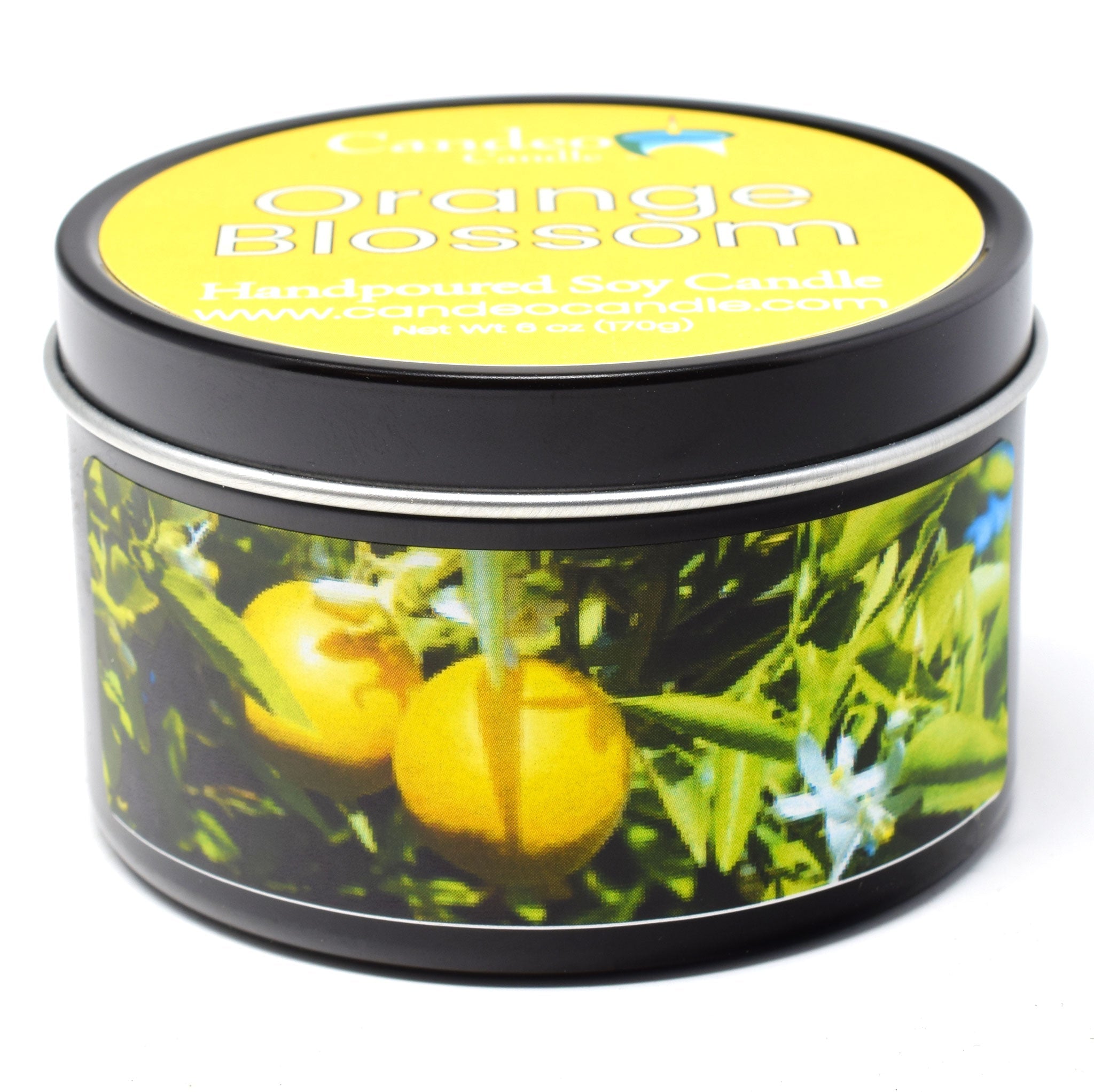 Orange Blossom, 6oz Soy Candle Tin - Candeo Candle