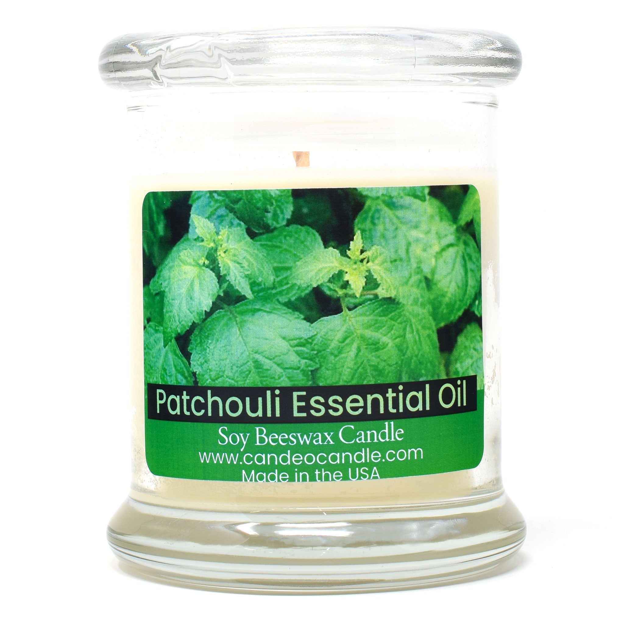 Patchouli Essential Oil, 9oz Soy Candle Jar - Candeo Candle