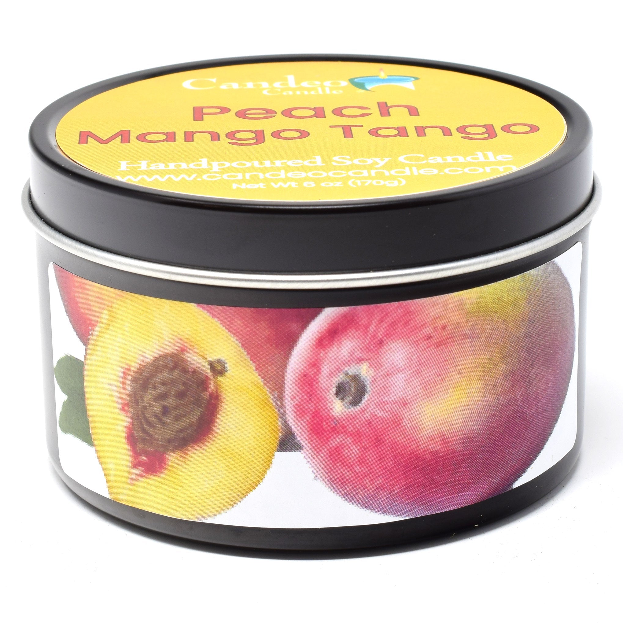 Peach Mango Tango, 6oz Soy Candle Tin - Candeo Candle