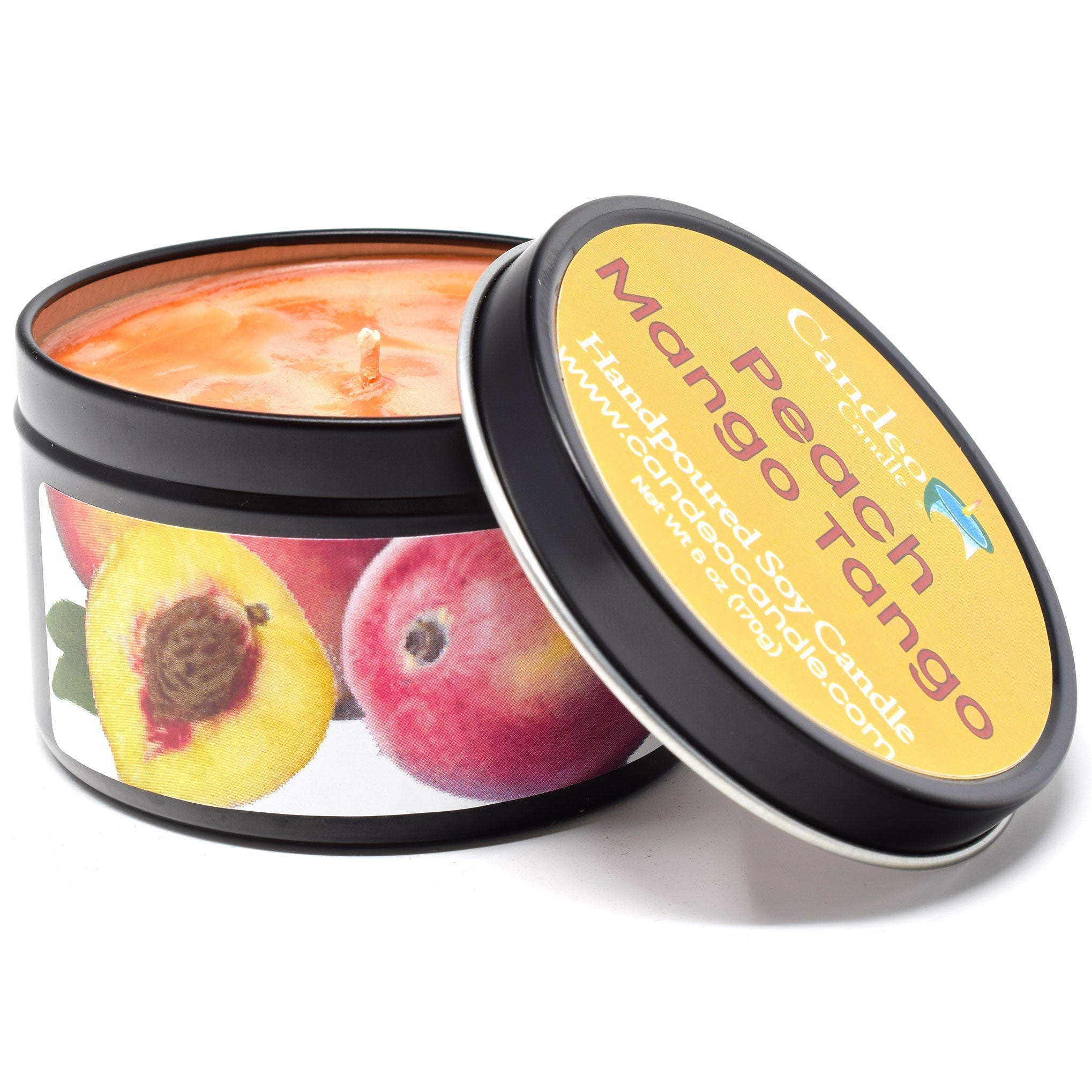 Peach Mango Tango, 6oz Soy Candle Tin - Candeo Candle