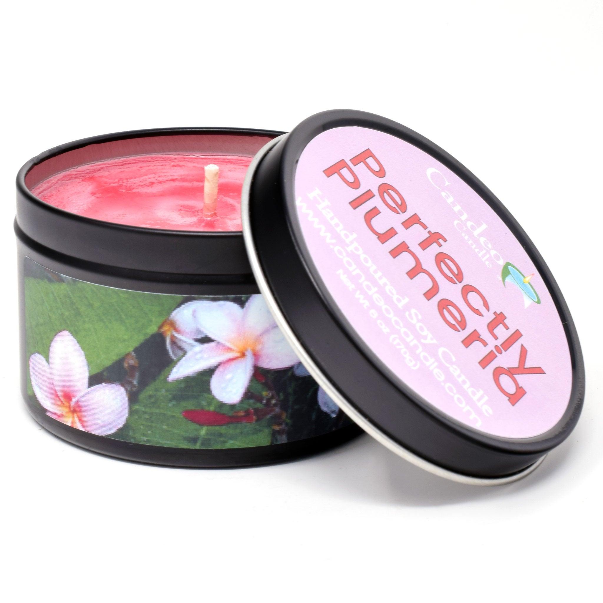 Perfectly Plumeria, 6oz Soy Candle Tin - Candeo Candle