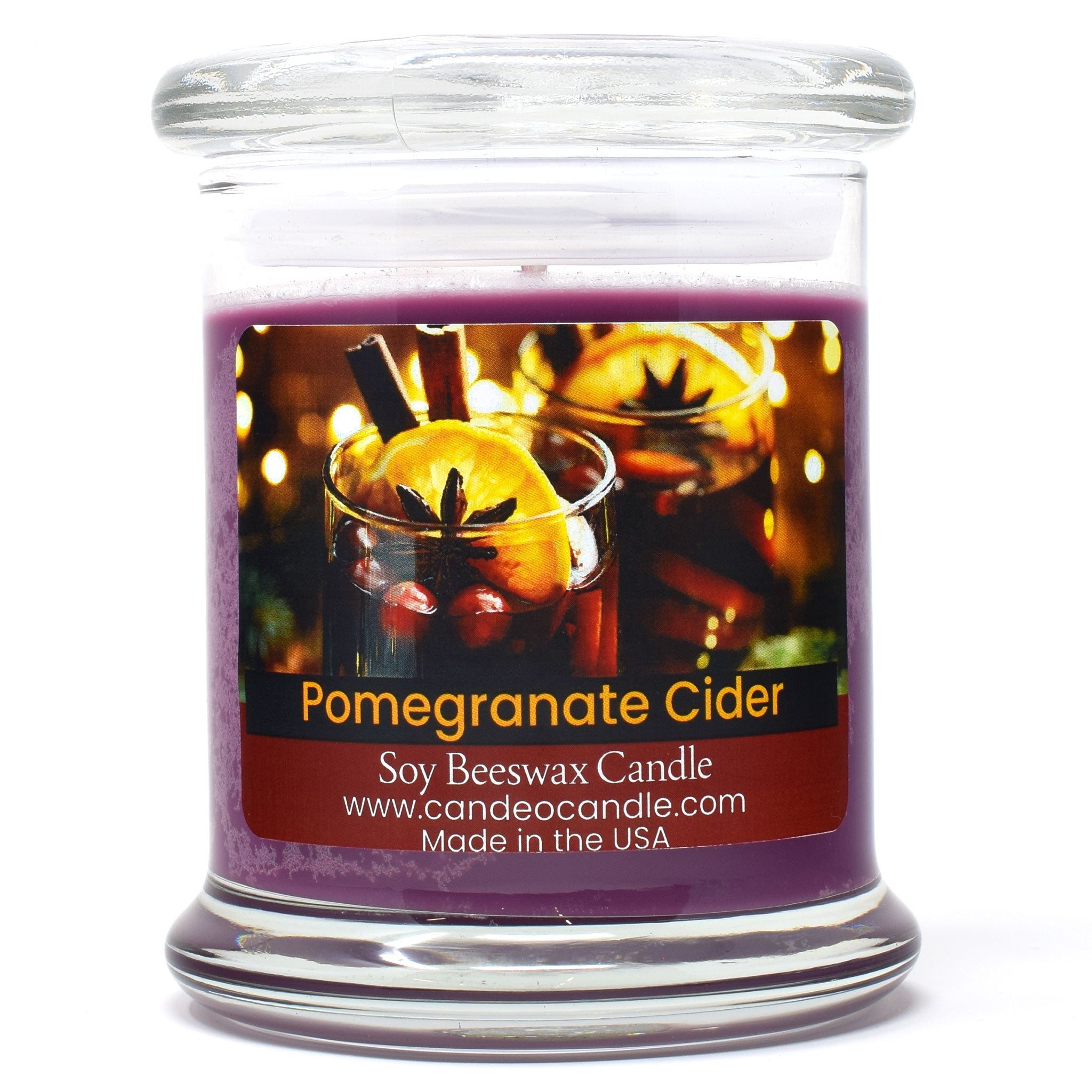 Pomegranate Cider, 9oz Soy Candle Jar - Candeo Candle