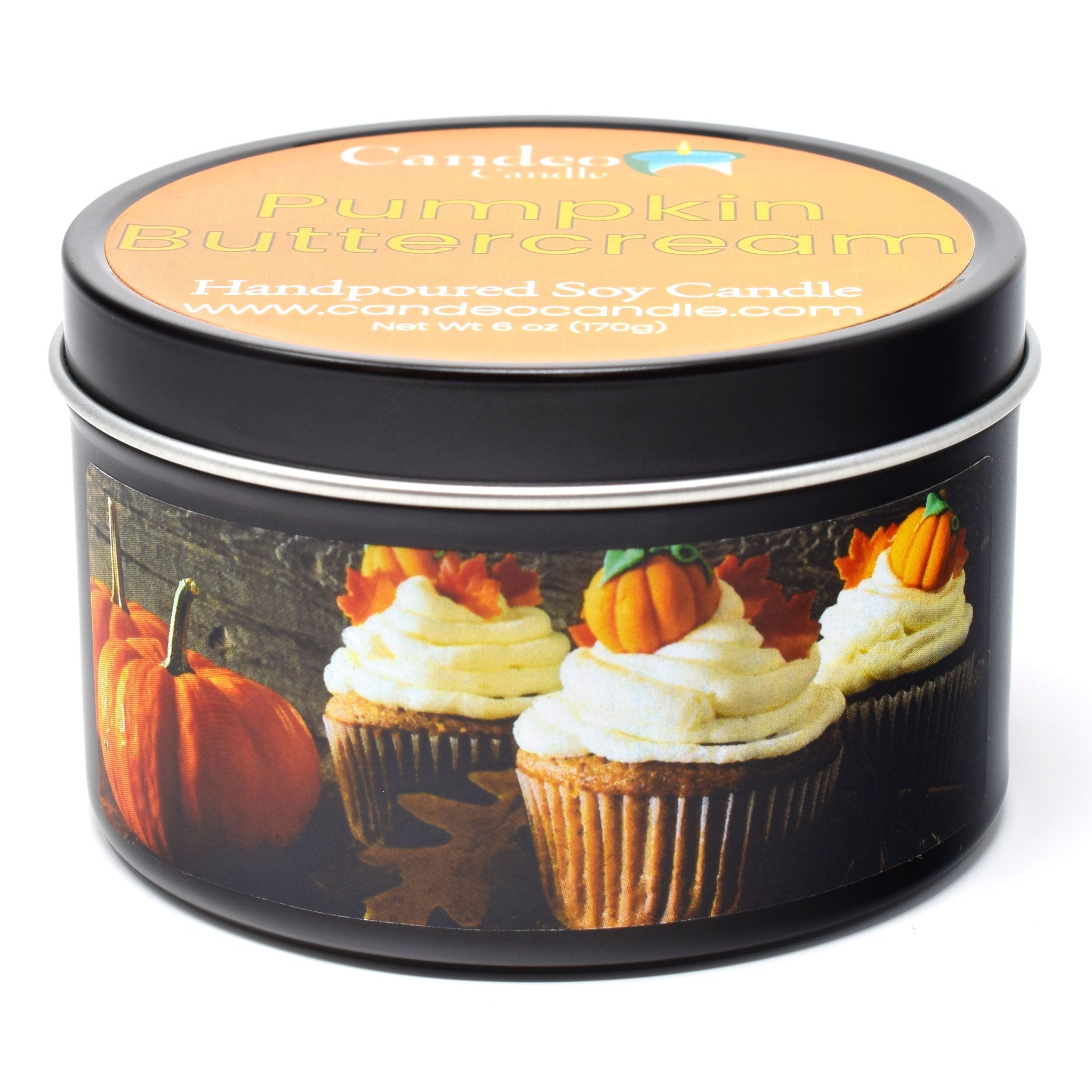 Pumpkin Buttercream, 6oz Soy Candle Tin - Candeo Candle