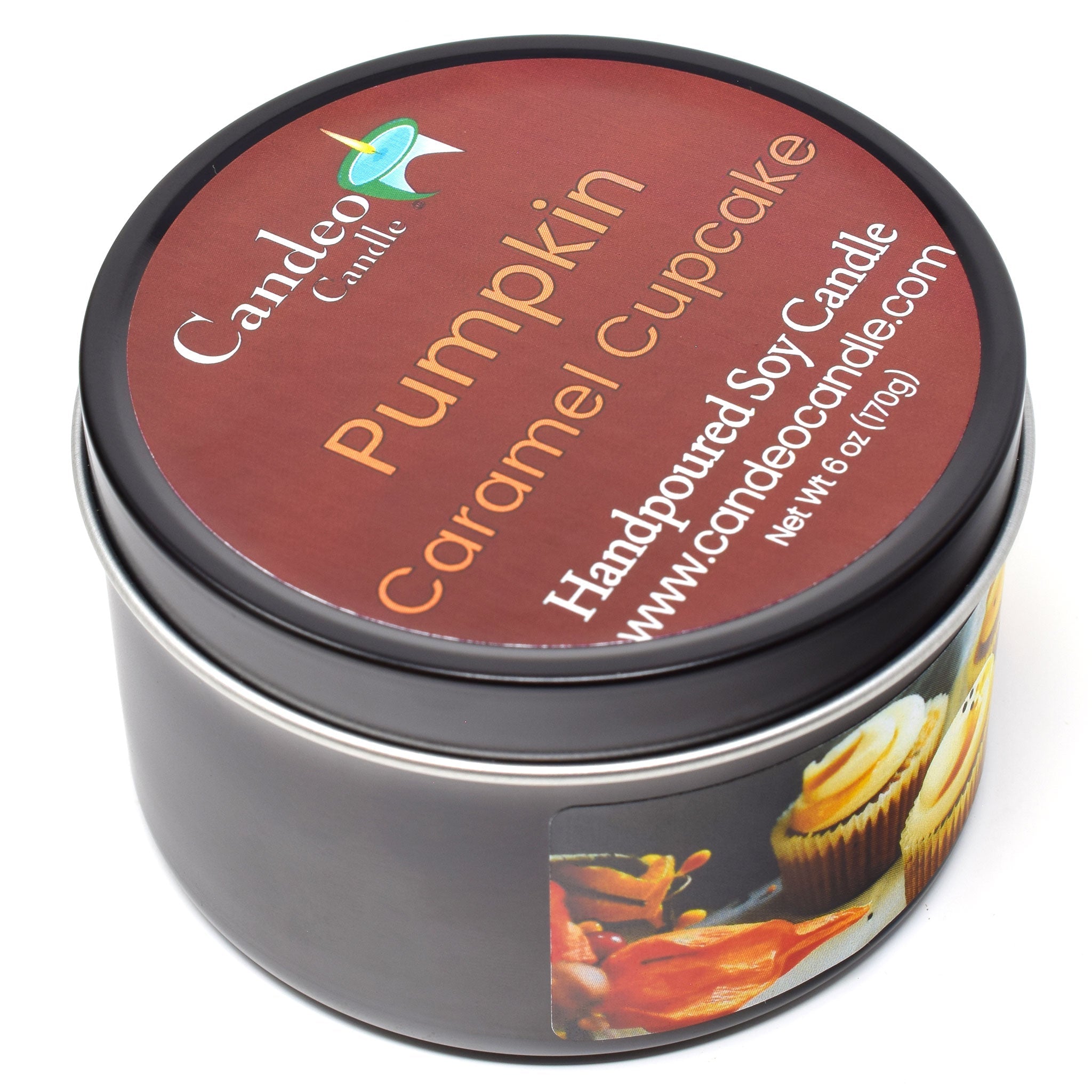 Pumpkin Caramel Cupcake, 6oz Soy Candle Tin - Candeo Candle