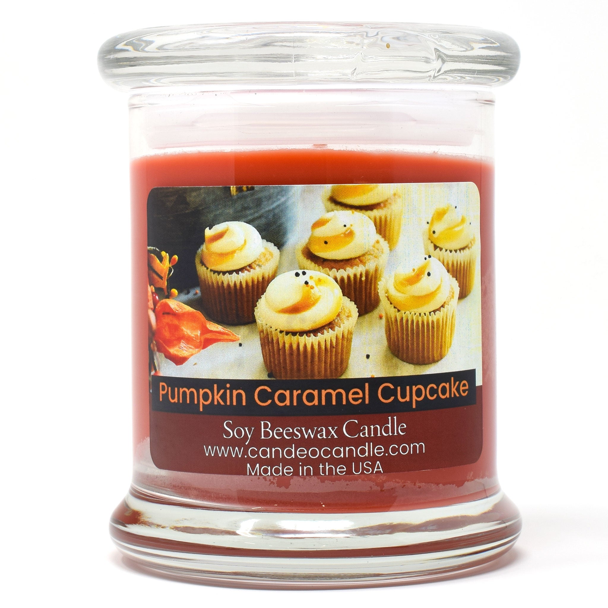 Pumpkin Caramel Cupcake, 9oz Soy Candle Jar - Candeo Candle
