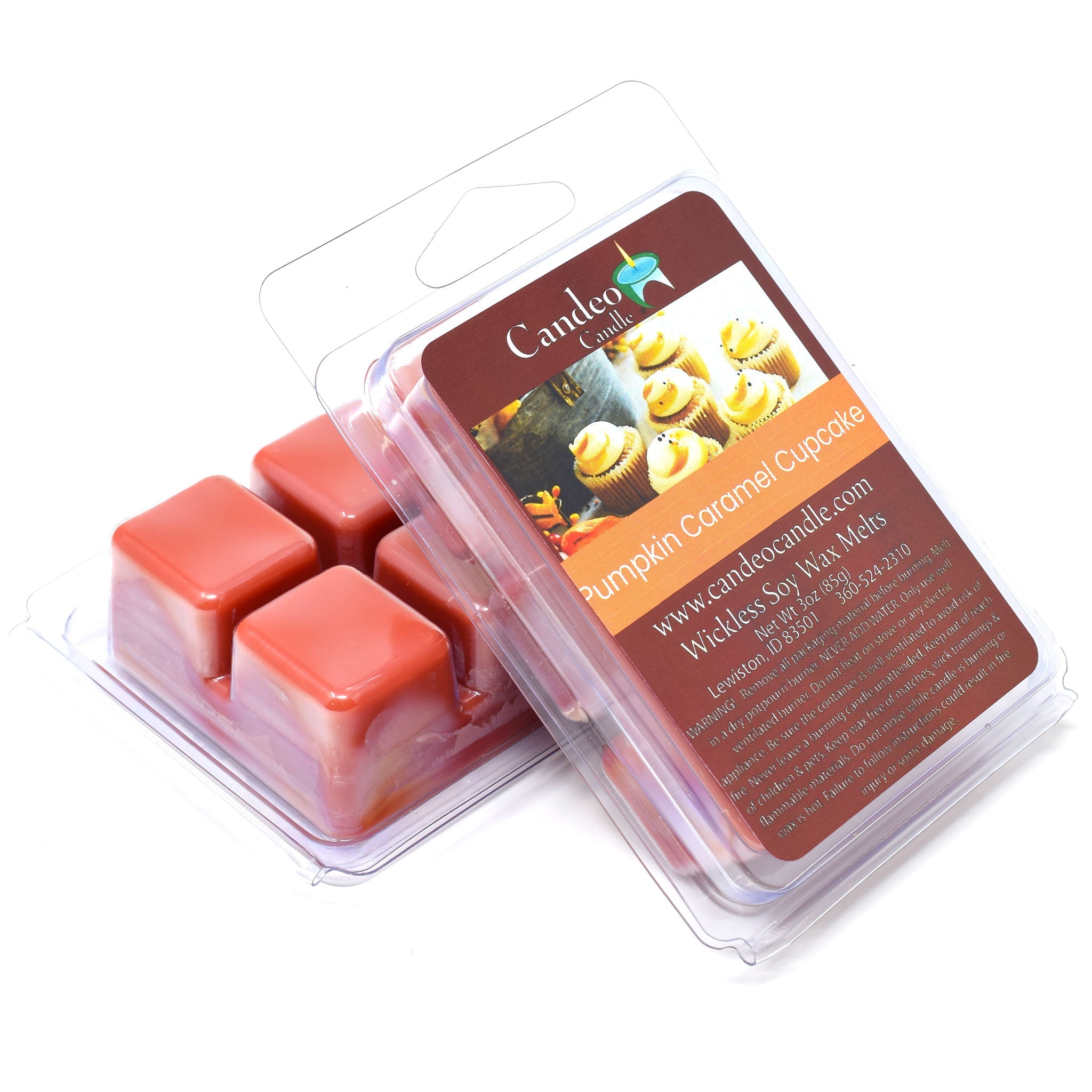 Pumpkin Caramel Cupcake, Soy Melt Cubes, 2-Pack - Candeo Candle