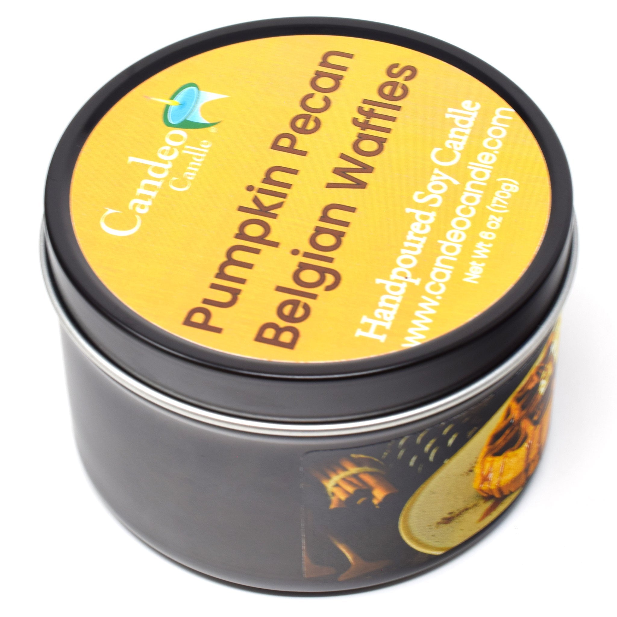 Pumpkin Pecan Belgian Waffles, 6oz Soy Candle Tin - Candeo Candle