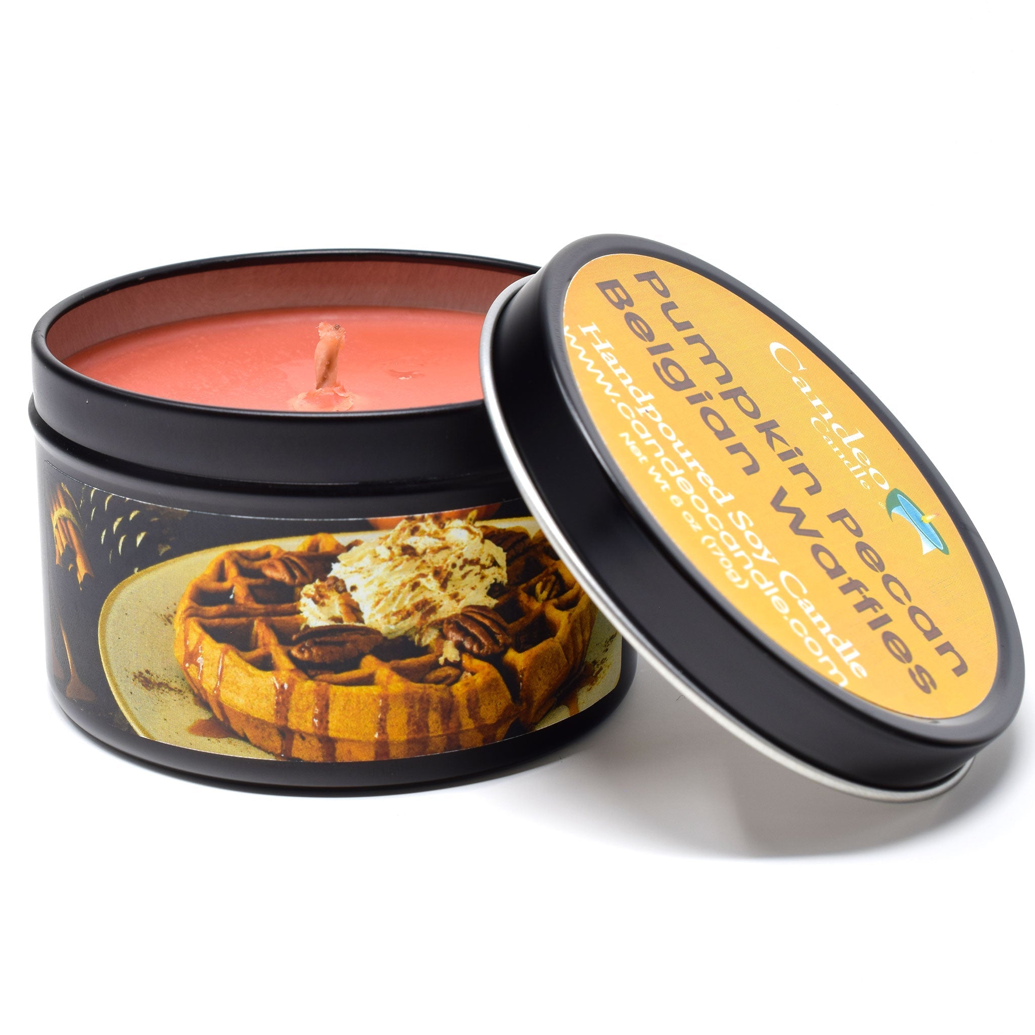 Pumpkin Pecan Belgian Waffles, 6oz Soy Candle Tin - Candeo Candle