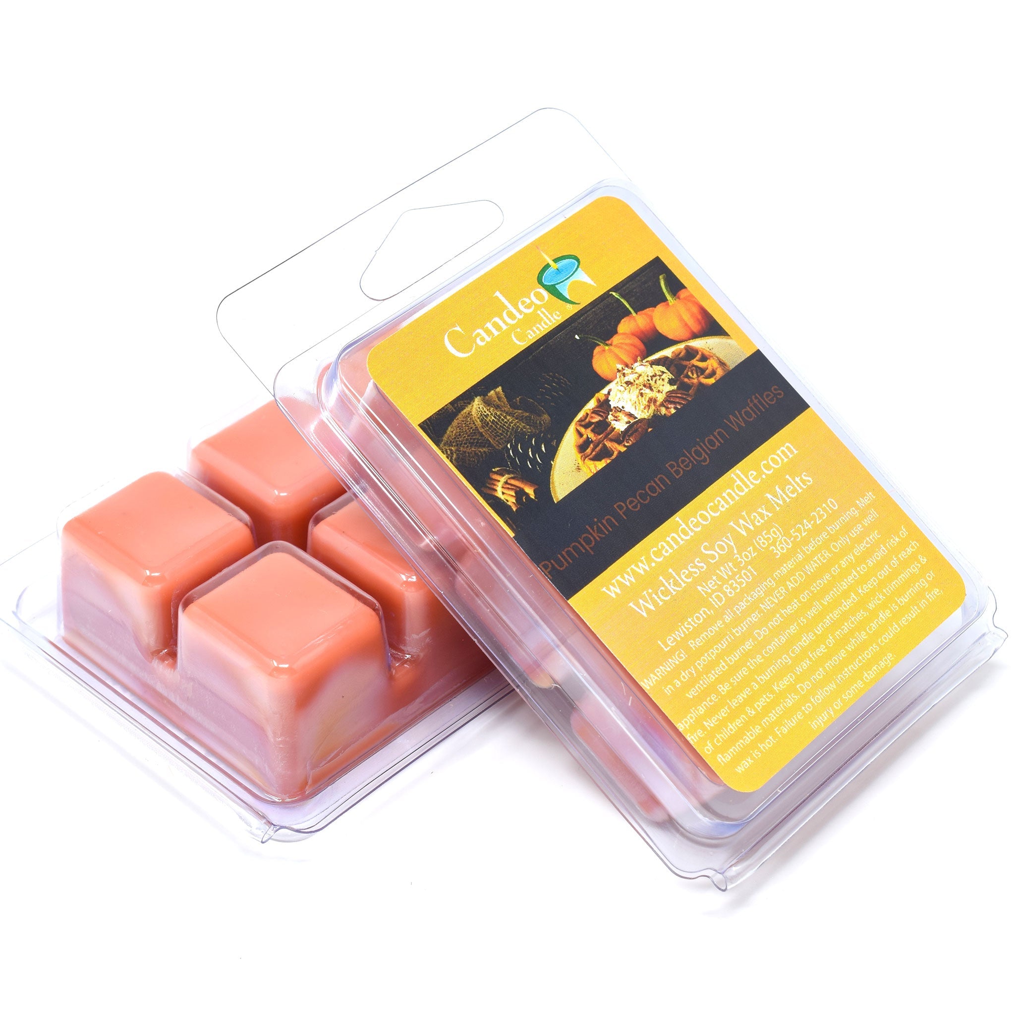 Pumpkin Pecan Belgian Waffles, Soy Melt Cubes, 2-Pack - Candeo Candle