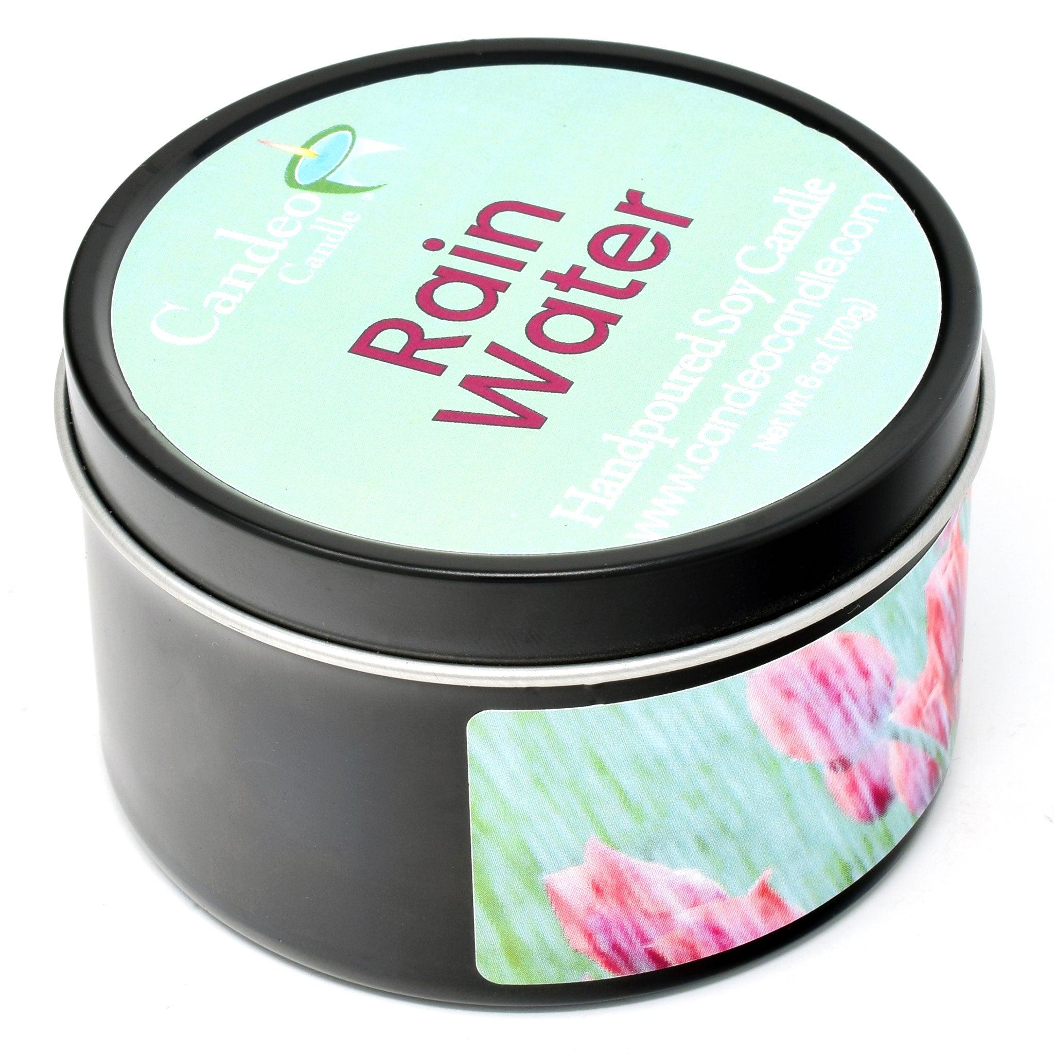 Rain Water, 6oz Soy Candle Tin - Candeo Candle
