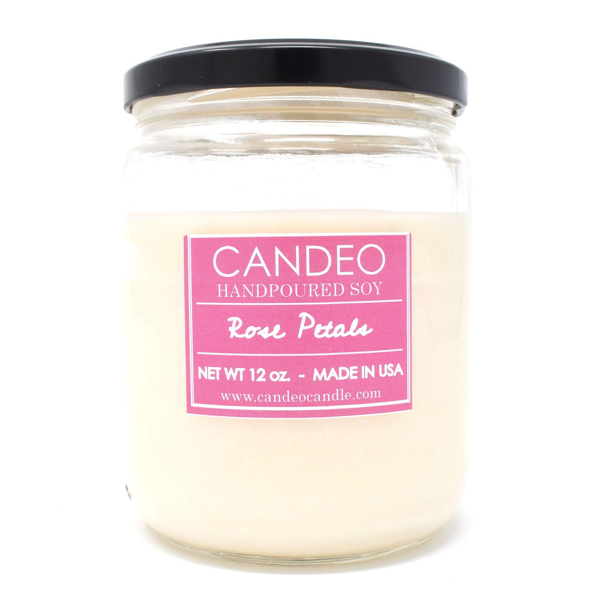 Rose Petals, 14oz Soy Candle Jar - Candeo Candle