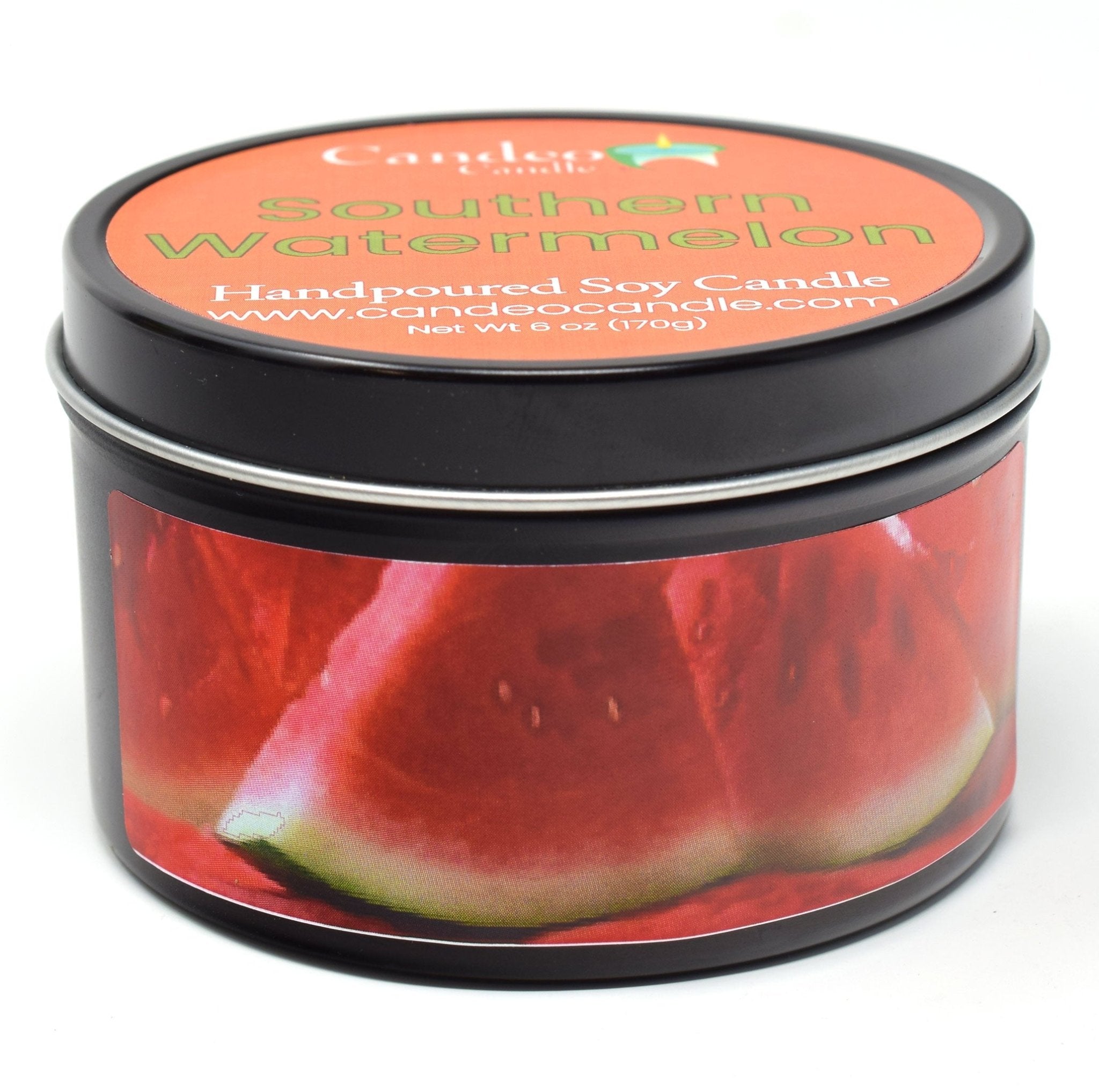 Southern Watermelon, 6oz Soy Candle Tin - Candeo Candle