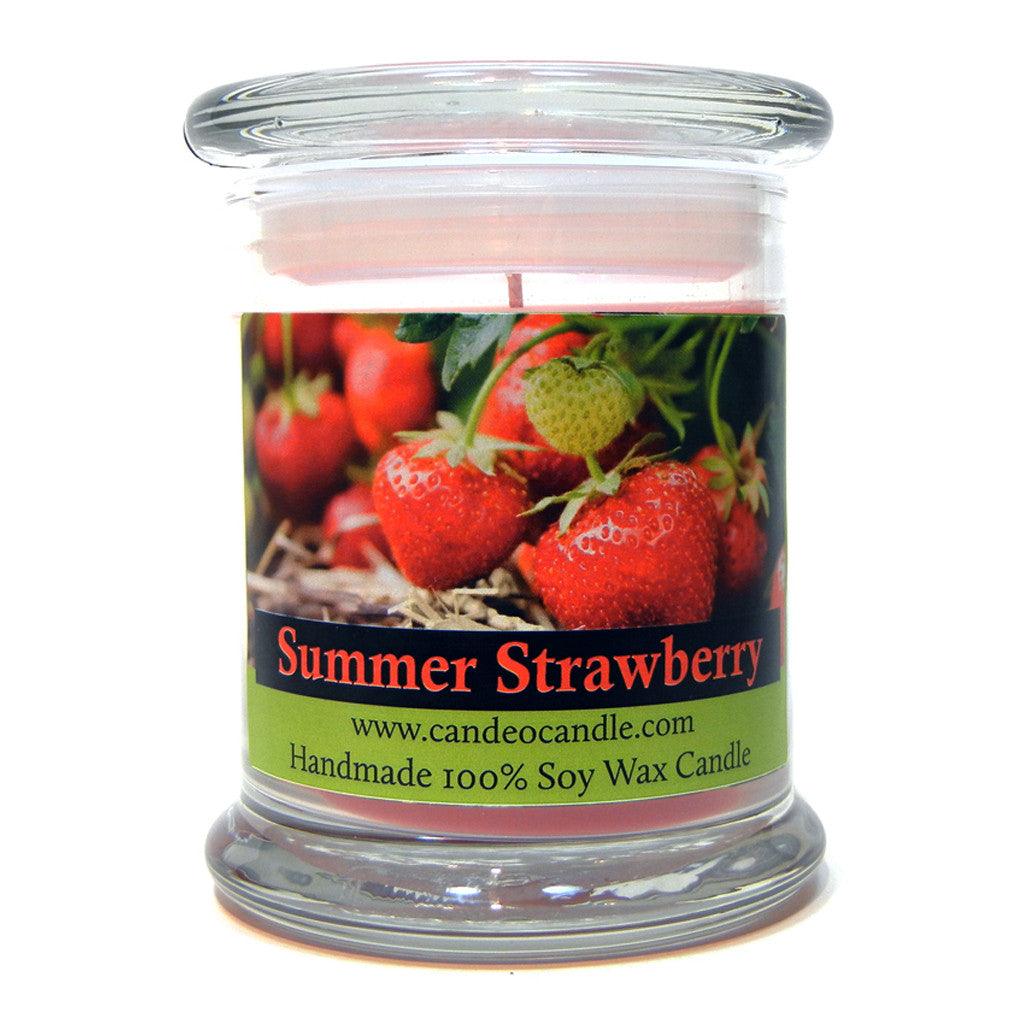 Summer Strawberry, 9oz Soy Candle Jar - Candeo Candle