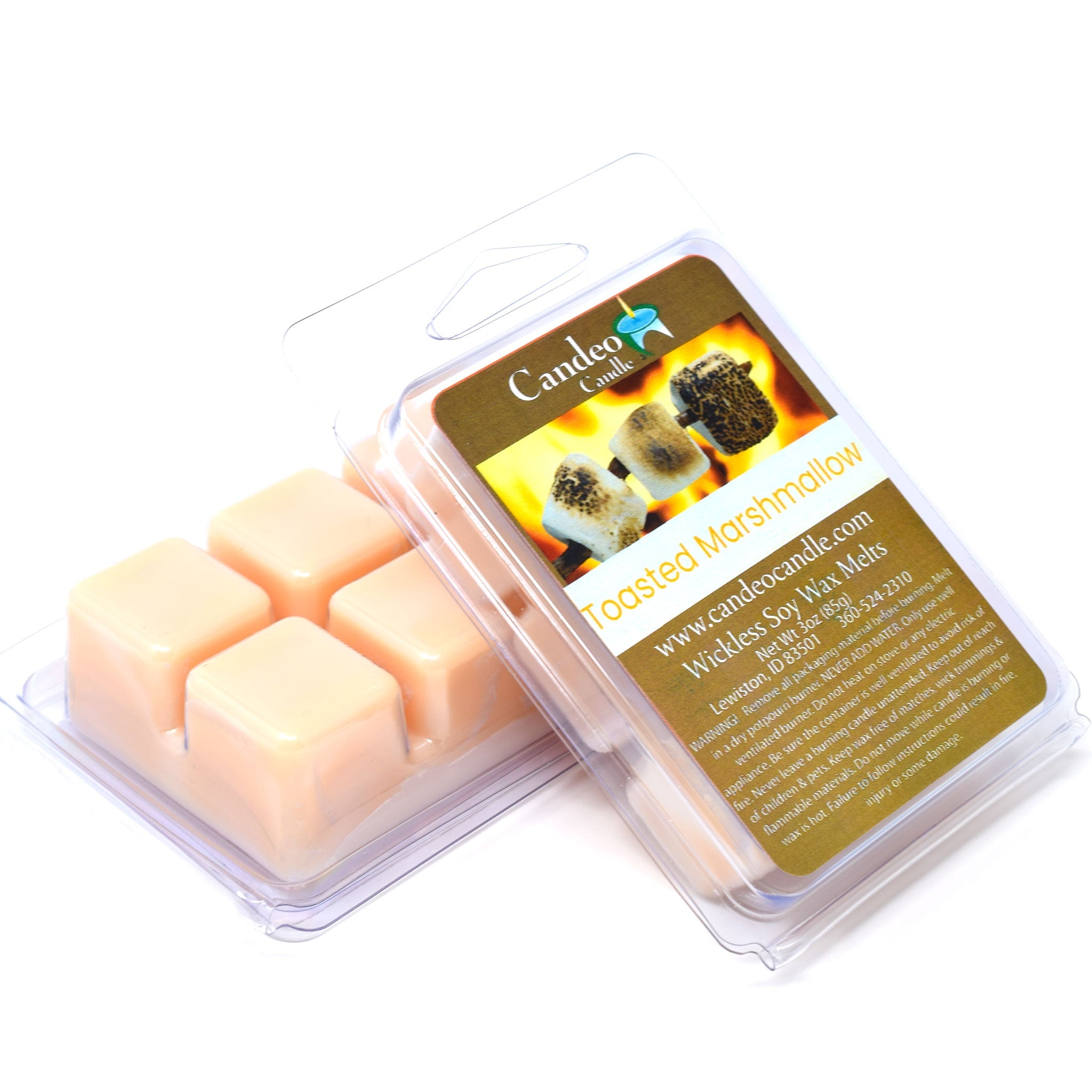 Toasted Marshmallow, Soy Melt Cubes, 2-Pack - Candeo Candle