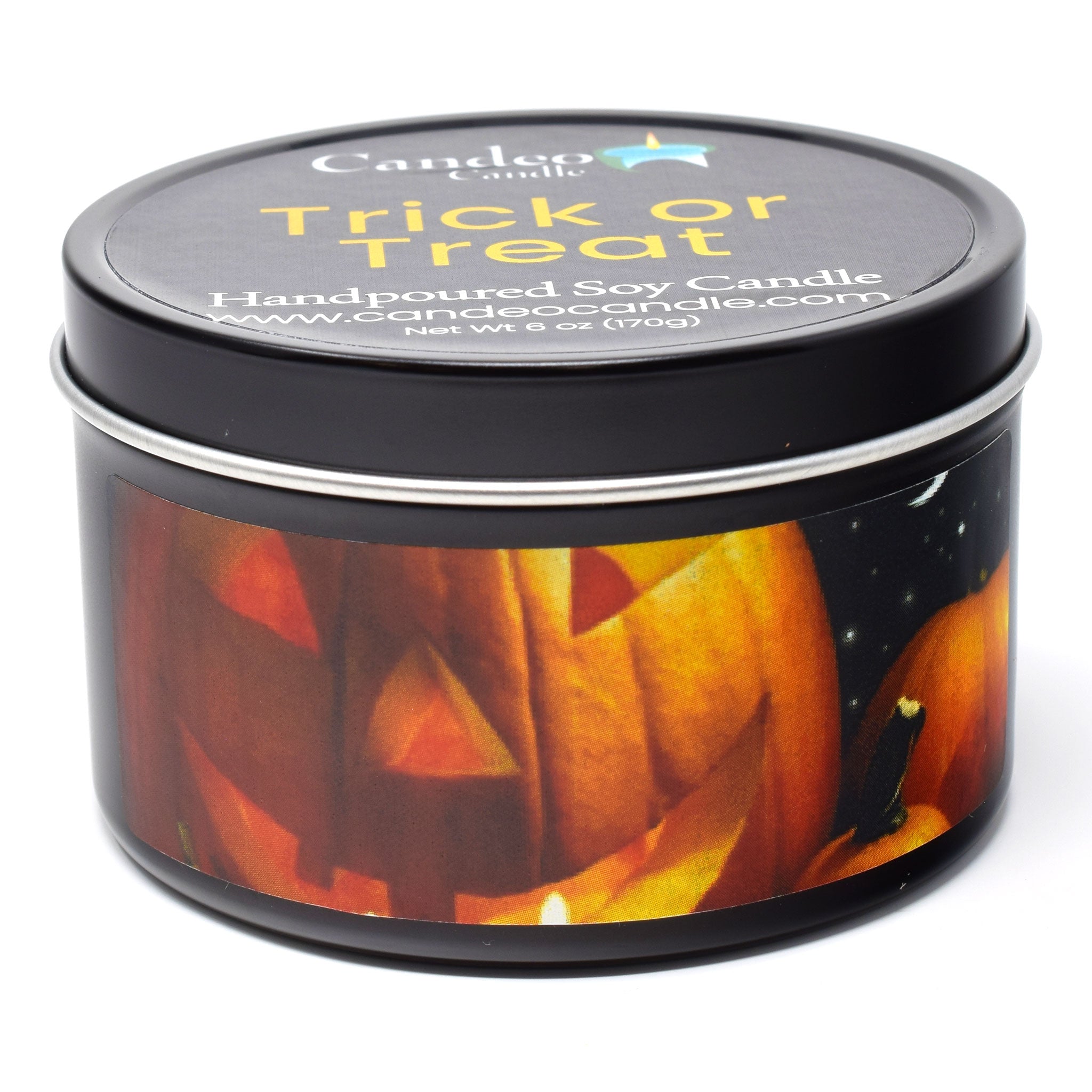 Trick or Treat, 6oz Soy Candle Tin - Candeo Candle