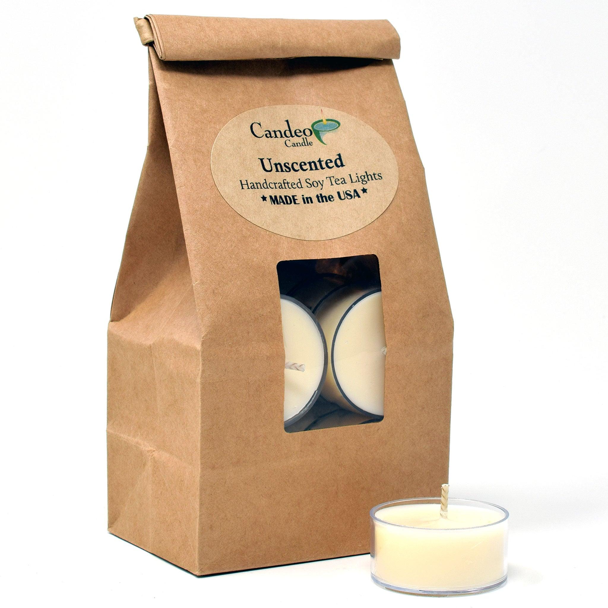 Unscented Soy Tea Light Candles - Candeo Candle