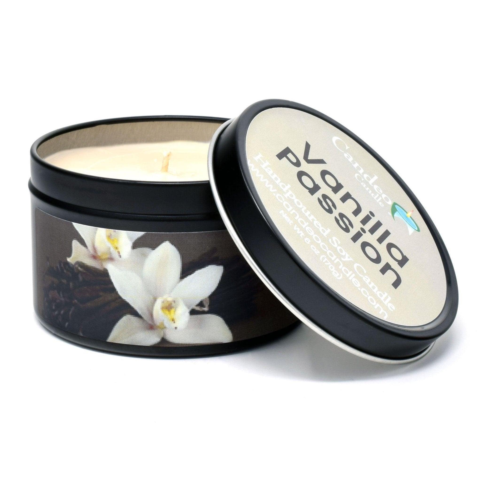 Vanilla Passion, 6oz Soy Candle Tin - Candeo Candle