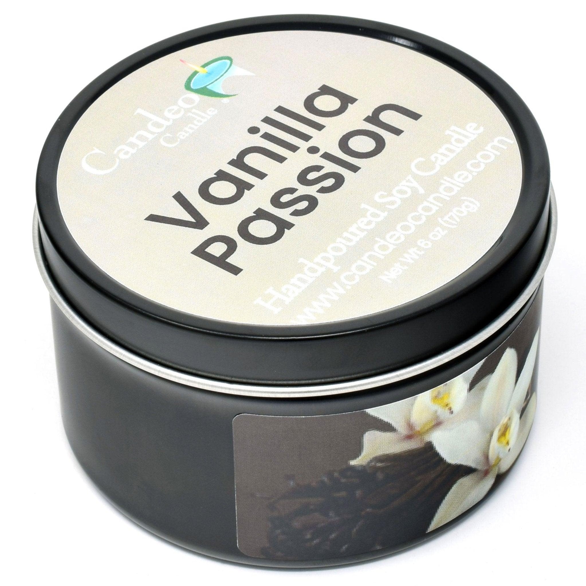 Vanilla Passion, 6oz Soy Candle Tin - Candeo Candle