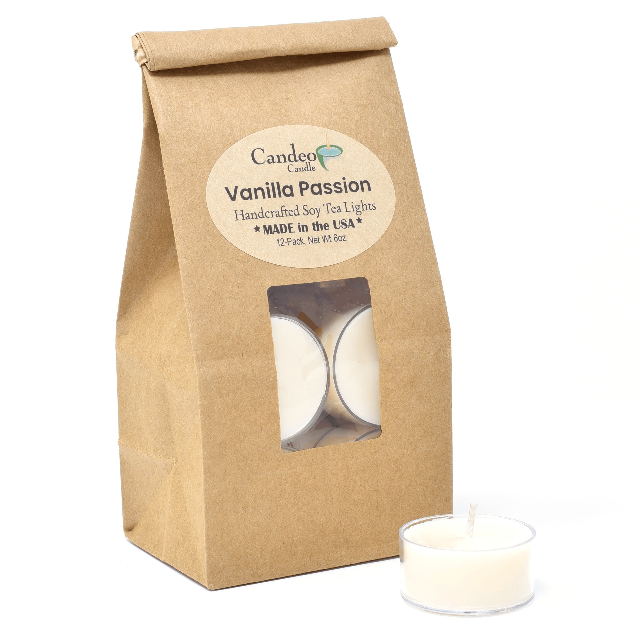 Vanilla Passion, Soy Tea Light 12-Pack - Candeo Candle