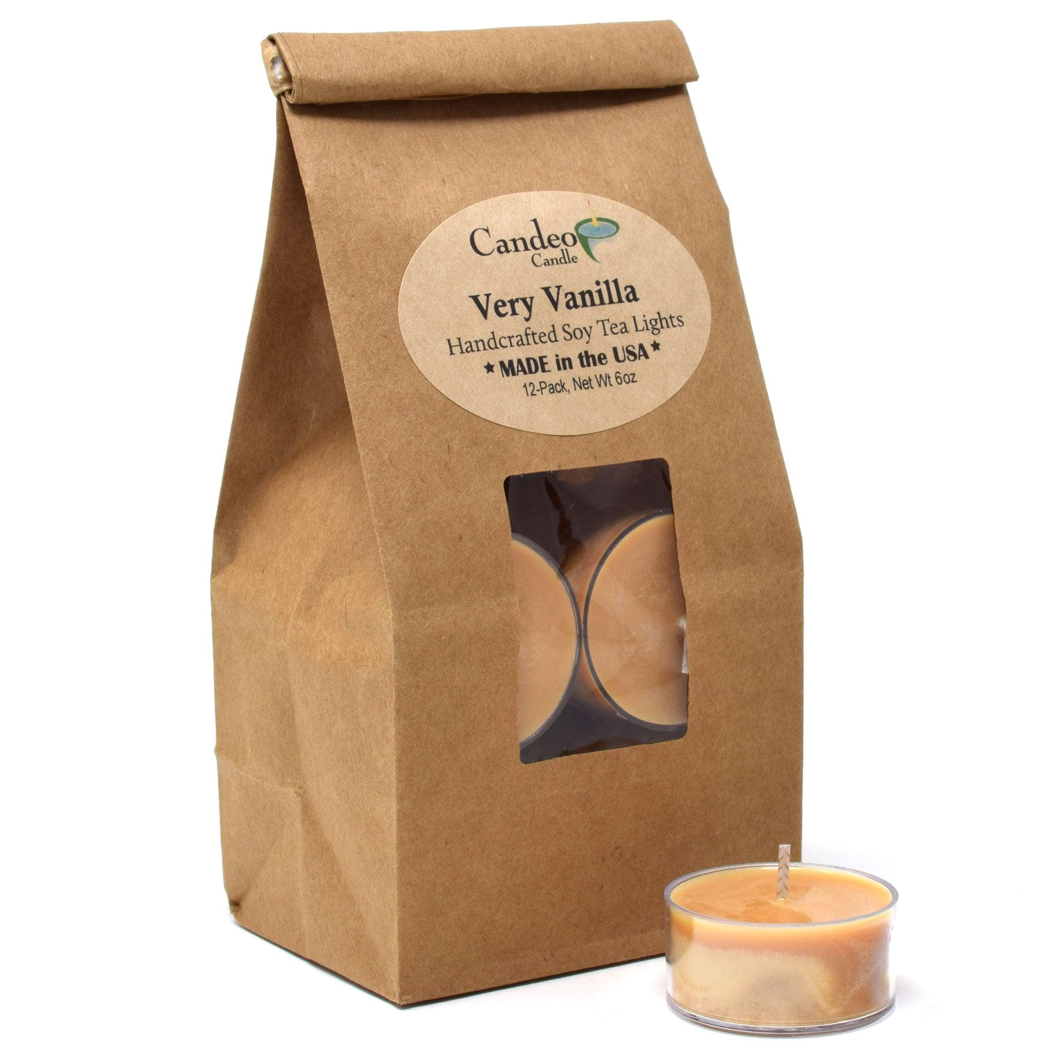 Very Vanilla, Soy Tea Light 12-Pack - Candeo Candle