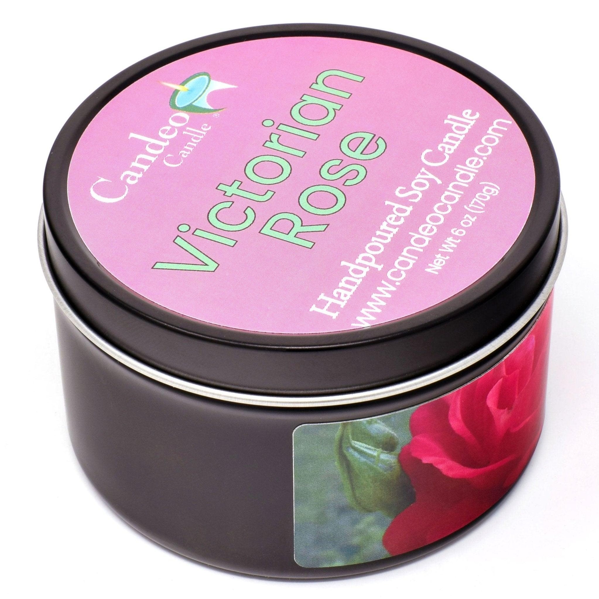 Victorian Rose, 6oz Soy Candle Tin - Candeo Candle