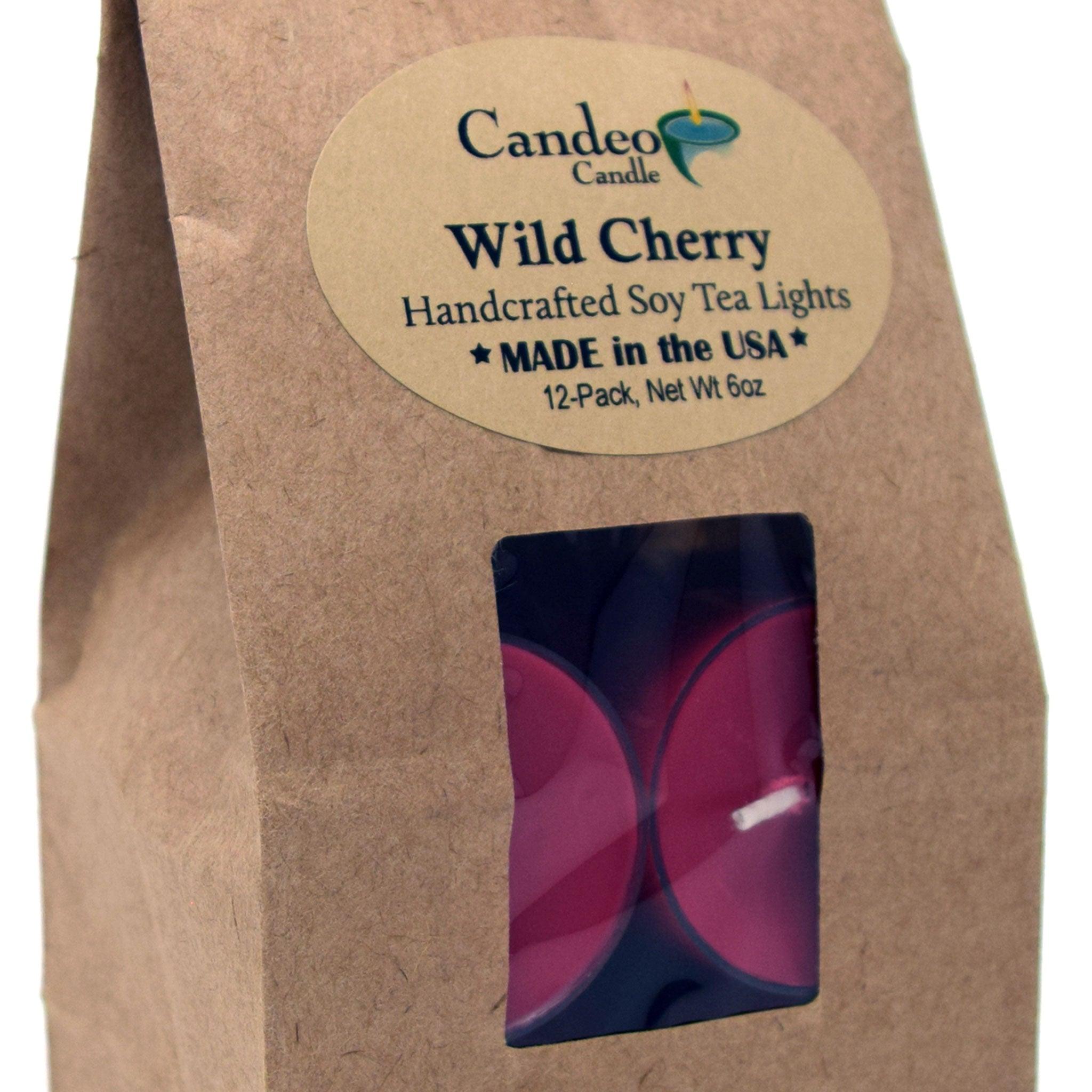 Wild Cherry, Soy Tea Light 12-Pack - Candeo Candle
