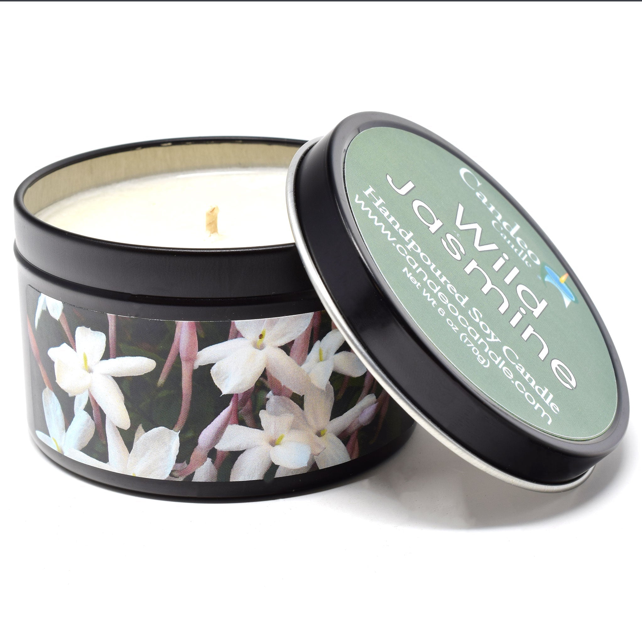 Wild Jasmine, 6oz Soy Candle Tin - Candeo Candle