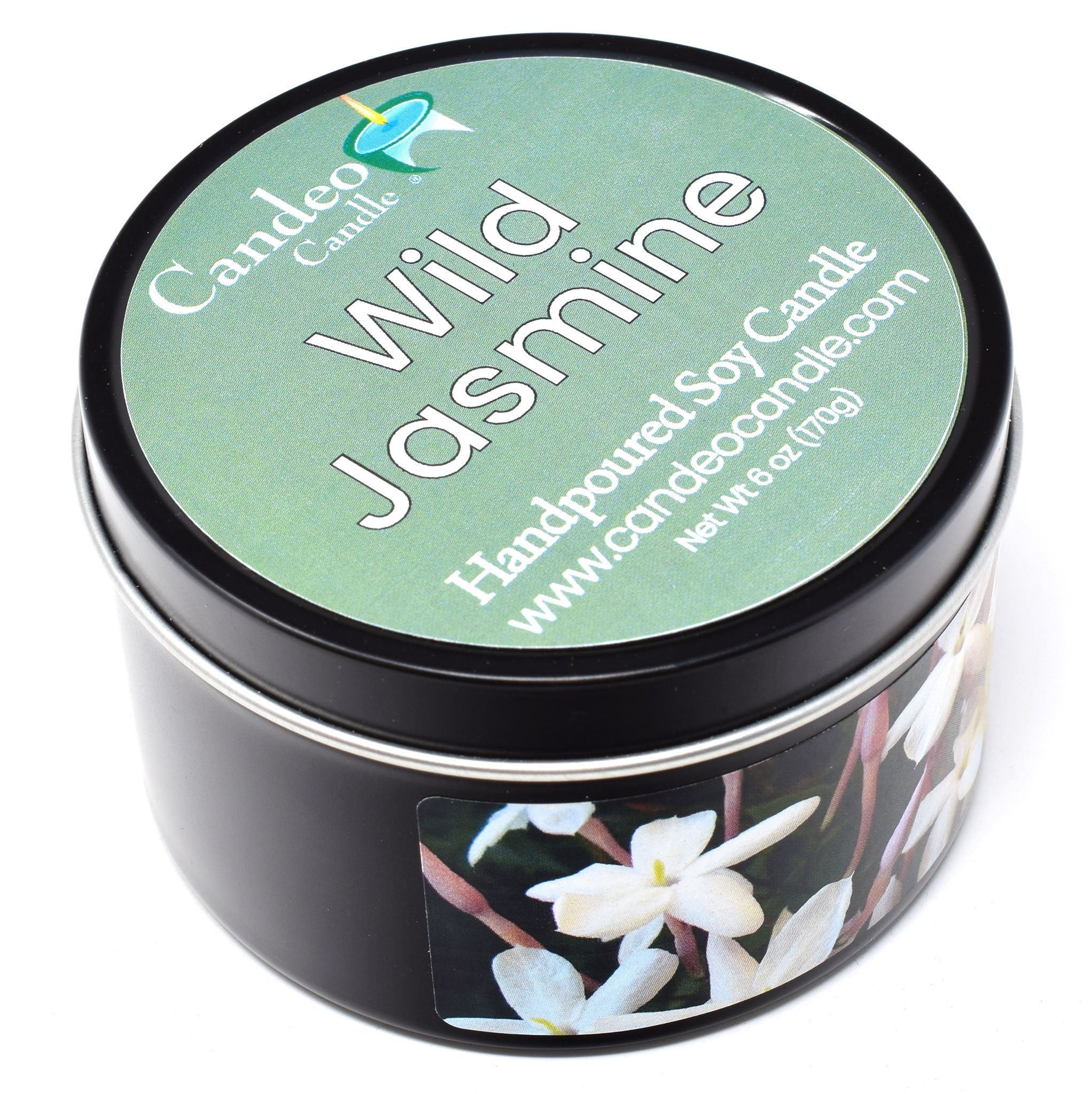 Wild Jasmine, 6oz Soy Candle Tin - Candeo Candle